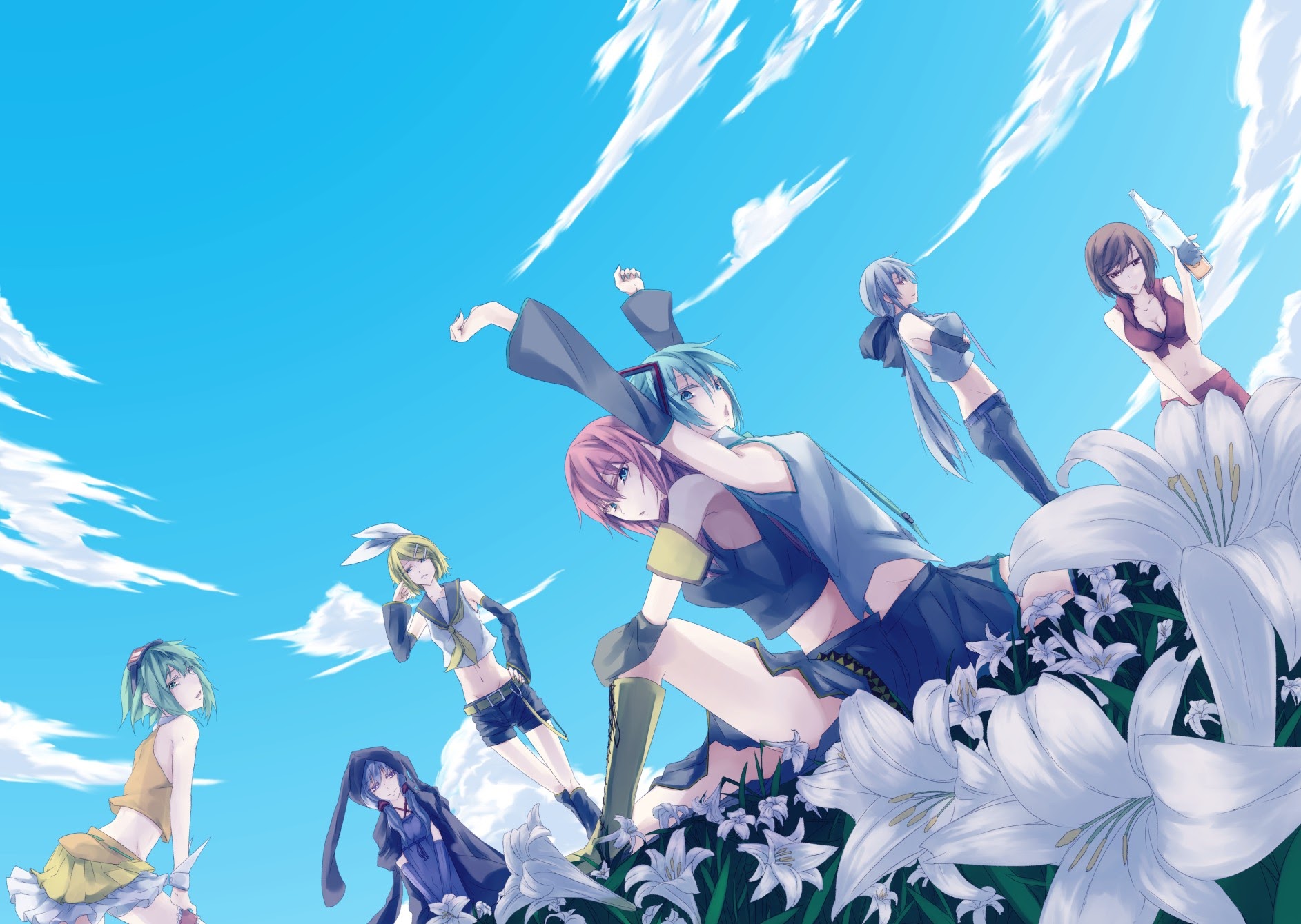Baixar papel de parede para celular de Anime, Vocaloid, Hatsune Miku, Luka Megurine, Rin Kagamine, Gumi (Vocaloide), Meiko (Vocaloid), Yuzuki Yukari, Haku Yowane (Vocaloid) gratuito.