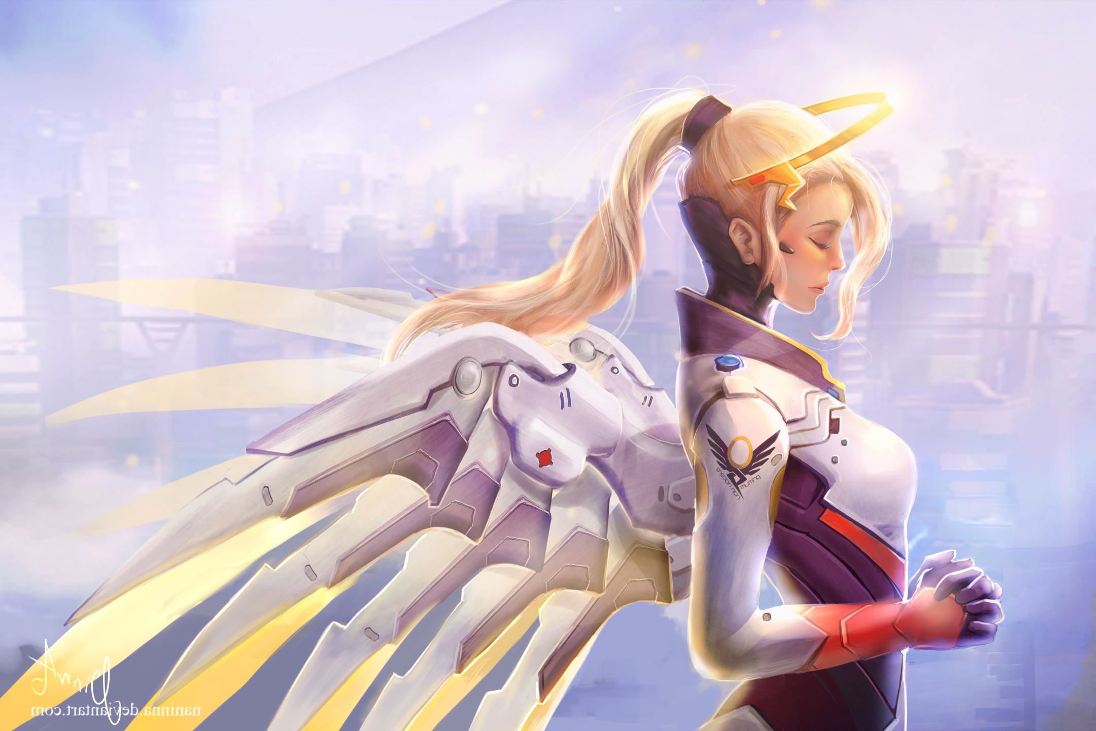 Download mobile wallpaper Angel, Overwatch, Video Game, Mercy (Overwatch) for free.