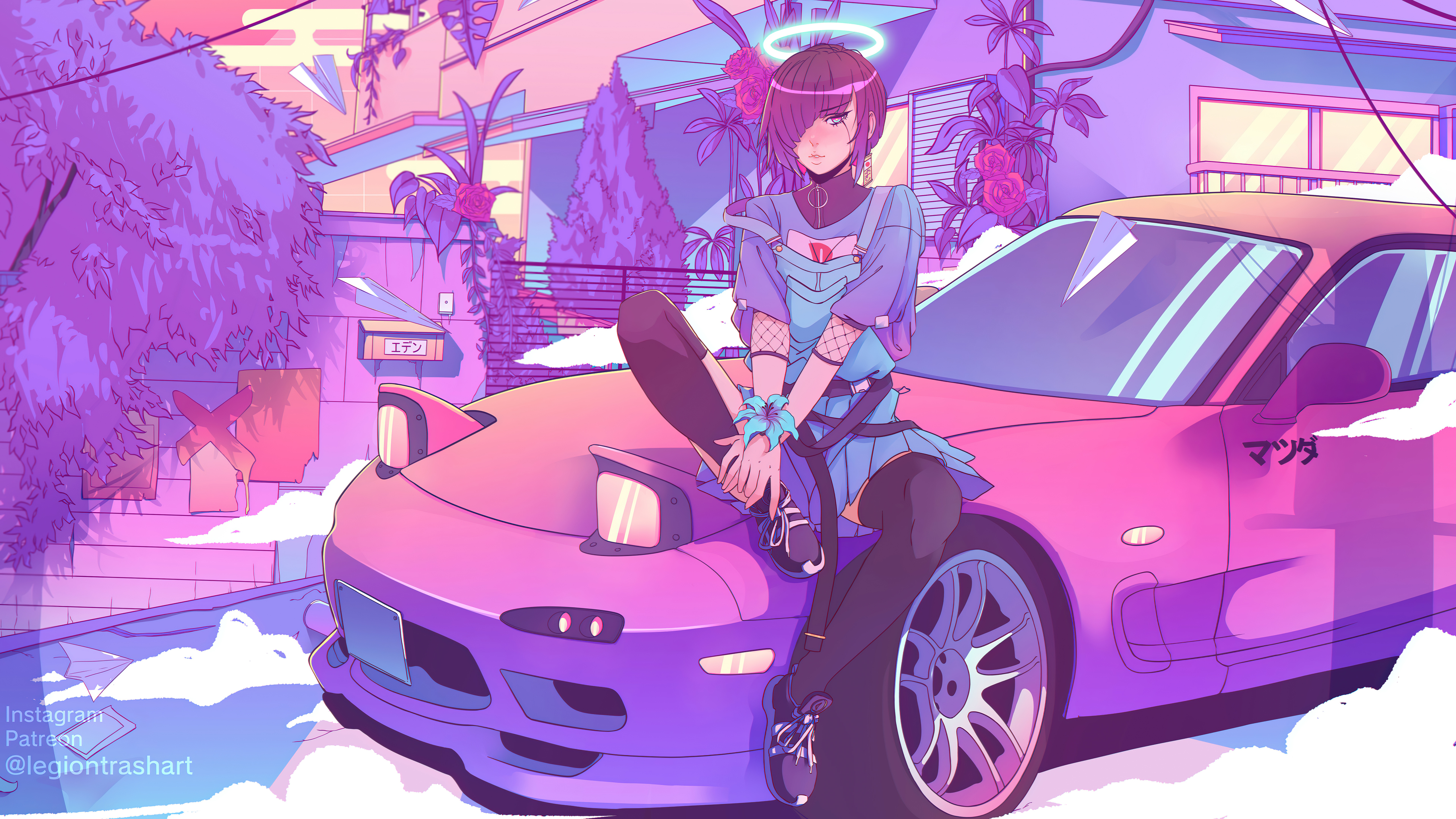 Download mobile wallpaper Fantasy, Women, Synthwave for free.