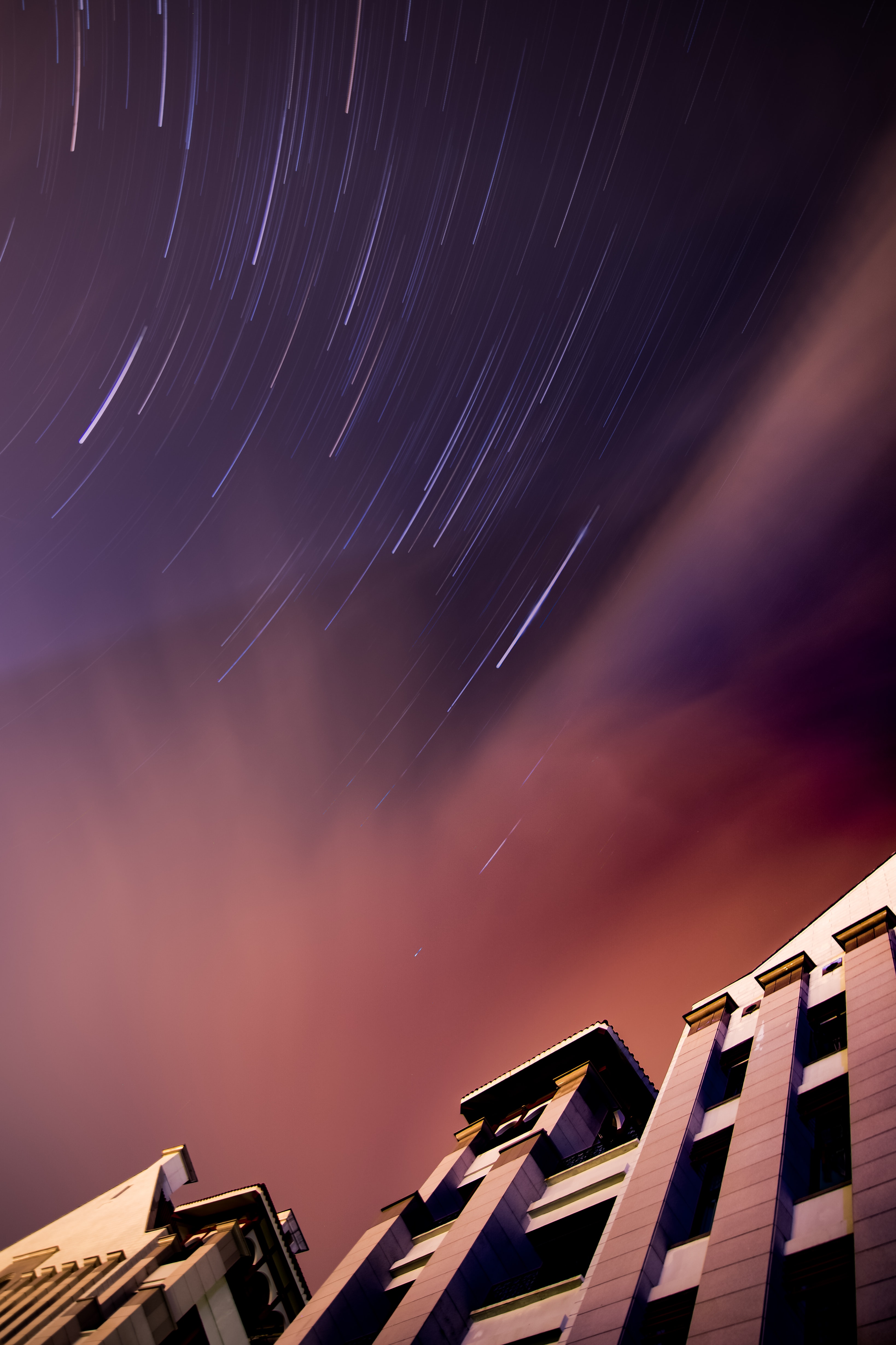 Free download wallpaper Sky, Building, Miscellanea, Miscellaneous, Distortion, Bottom View, Stars on your PC desktop