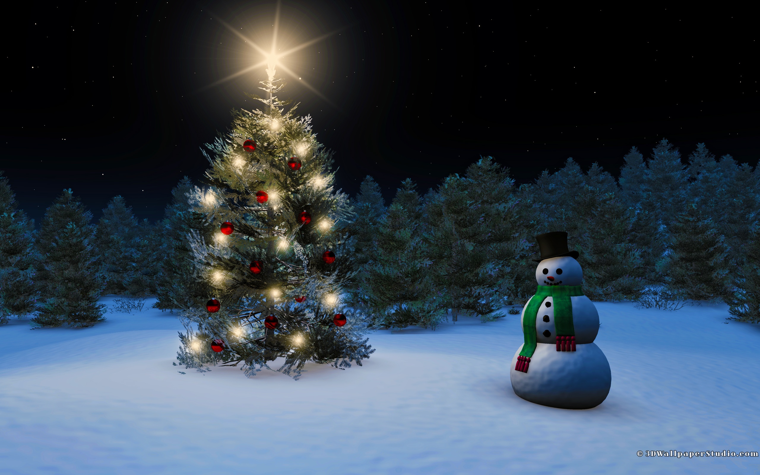 Laden Sie das Feiertage, Weihnachten, Schneemann, Weihnachtsbaum-Bild kostenlos auf Ihren PC-Desktop herunter