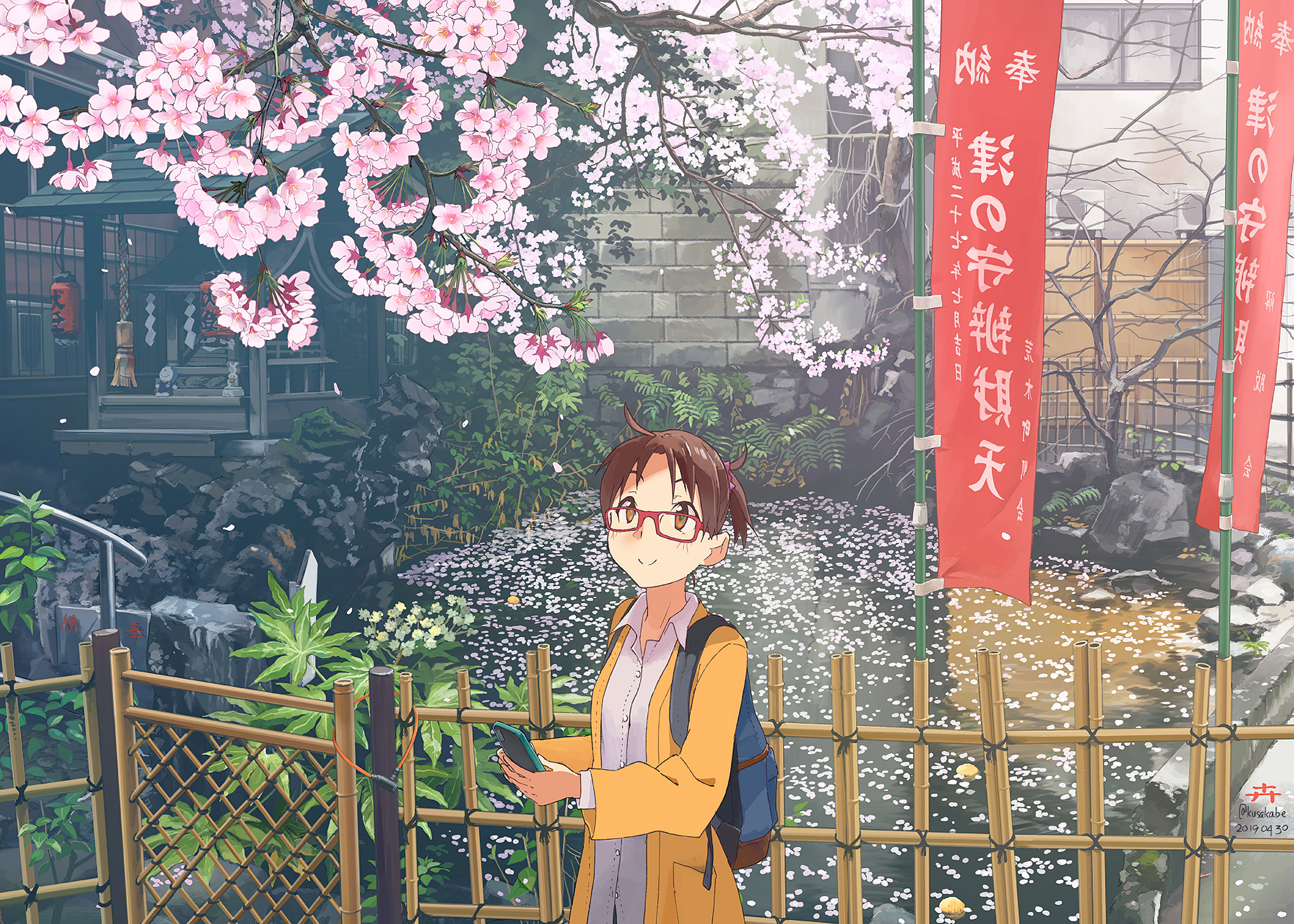 PCデスクトップに桜の花, アニメ, オリジナル画像を無料でダウンロード