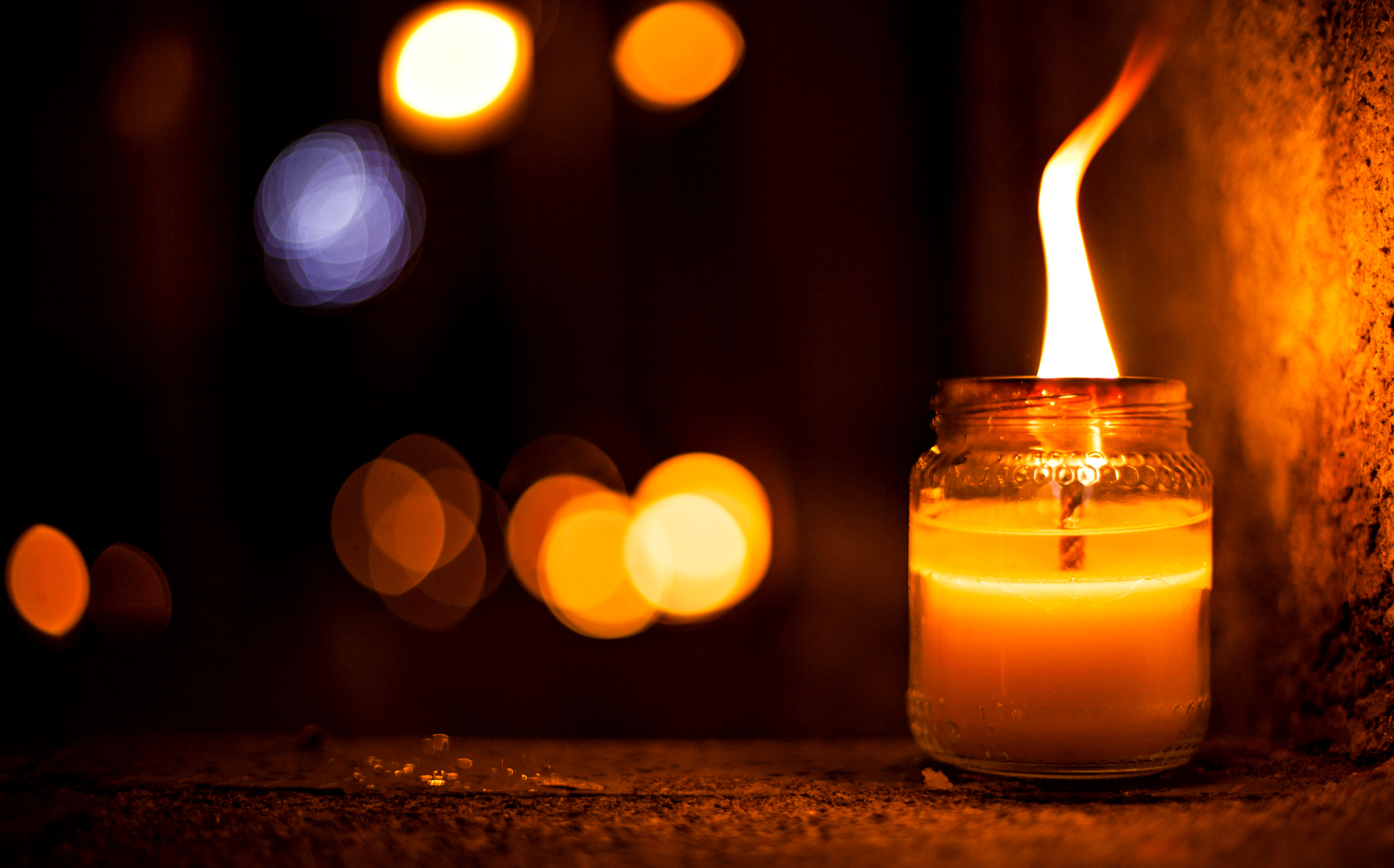 Free download wallpaper Night, Light, Flame, Bokeh, Candle, Photography on your PC desktop