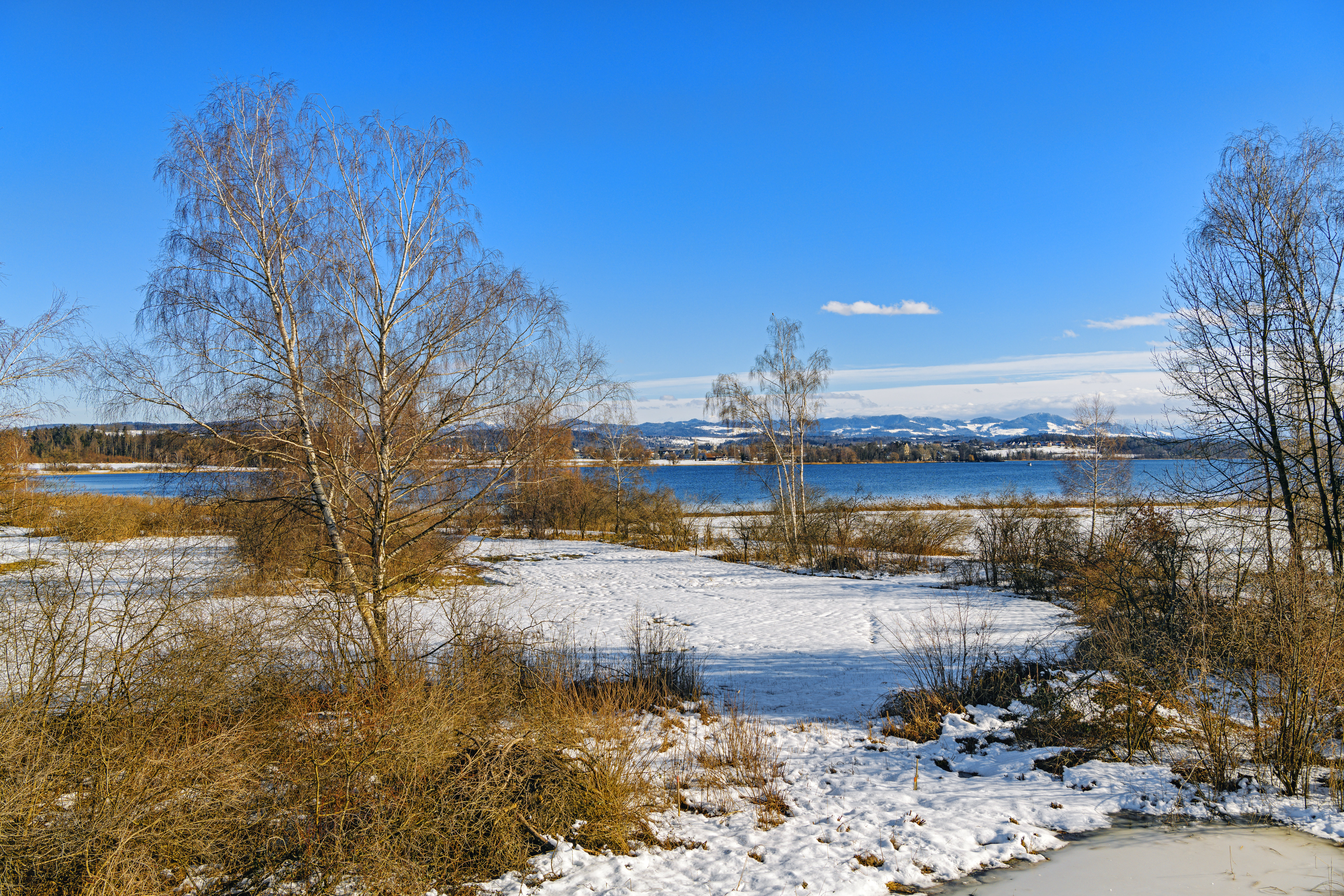 Handy-Wallpaper Winter, Natur, Flüsse, Ufer, Bank, Schnee, Landschaft kostenlos herunterladen.