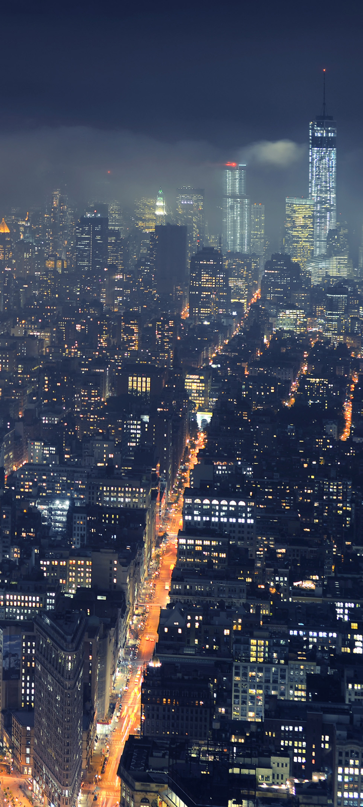 Скачать картинку Города, Ночь, Город, Сша, Нью Йорк, Сделано Человеком, Манхэттен в телефон бесплатно.