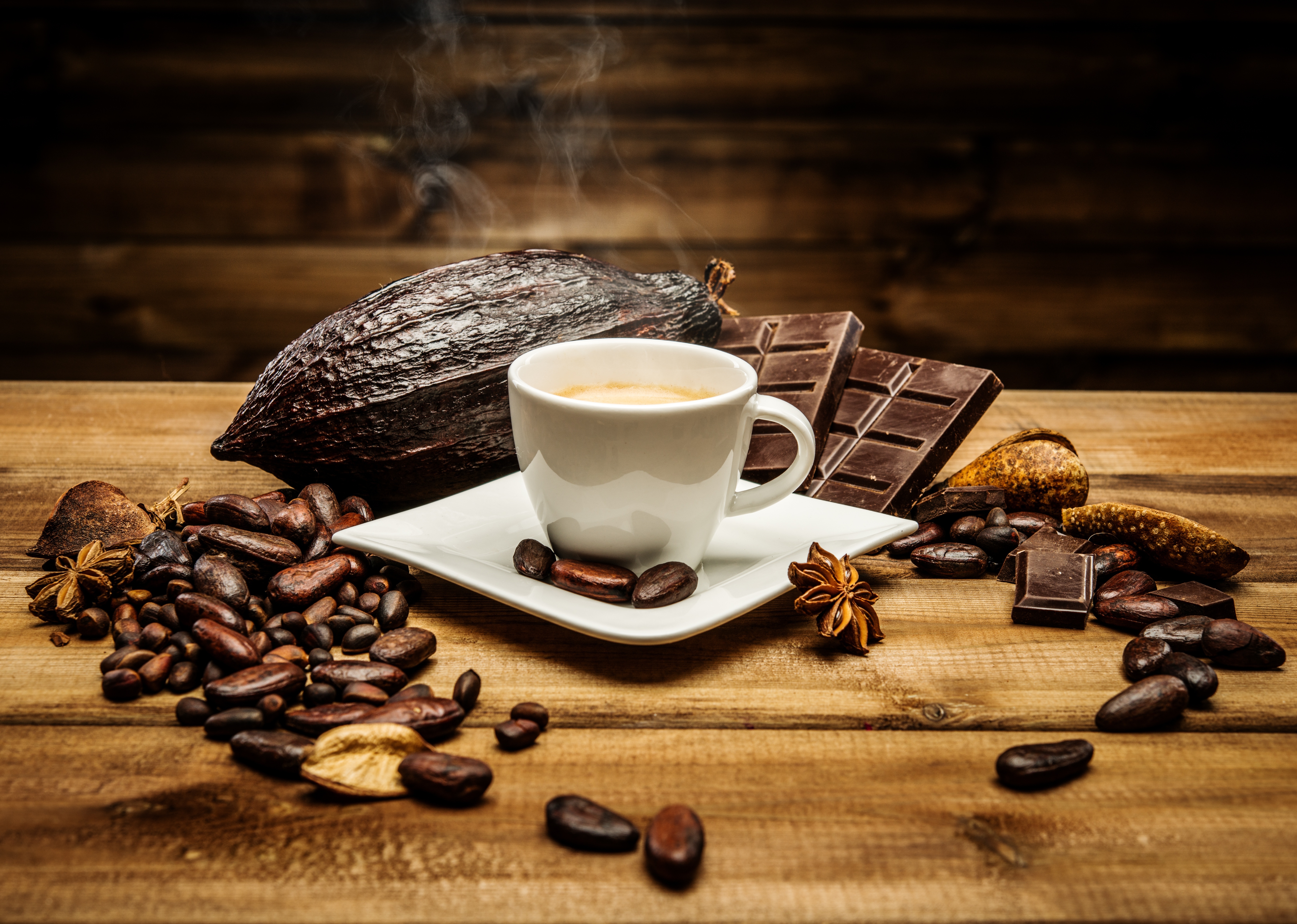 Free download wallpaper Food, Chocolate, Coffee, Still Life, Cup, Coffee Beans on your PC desktop