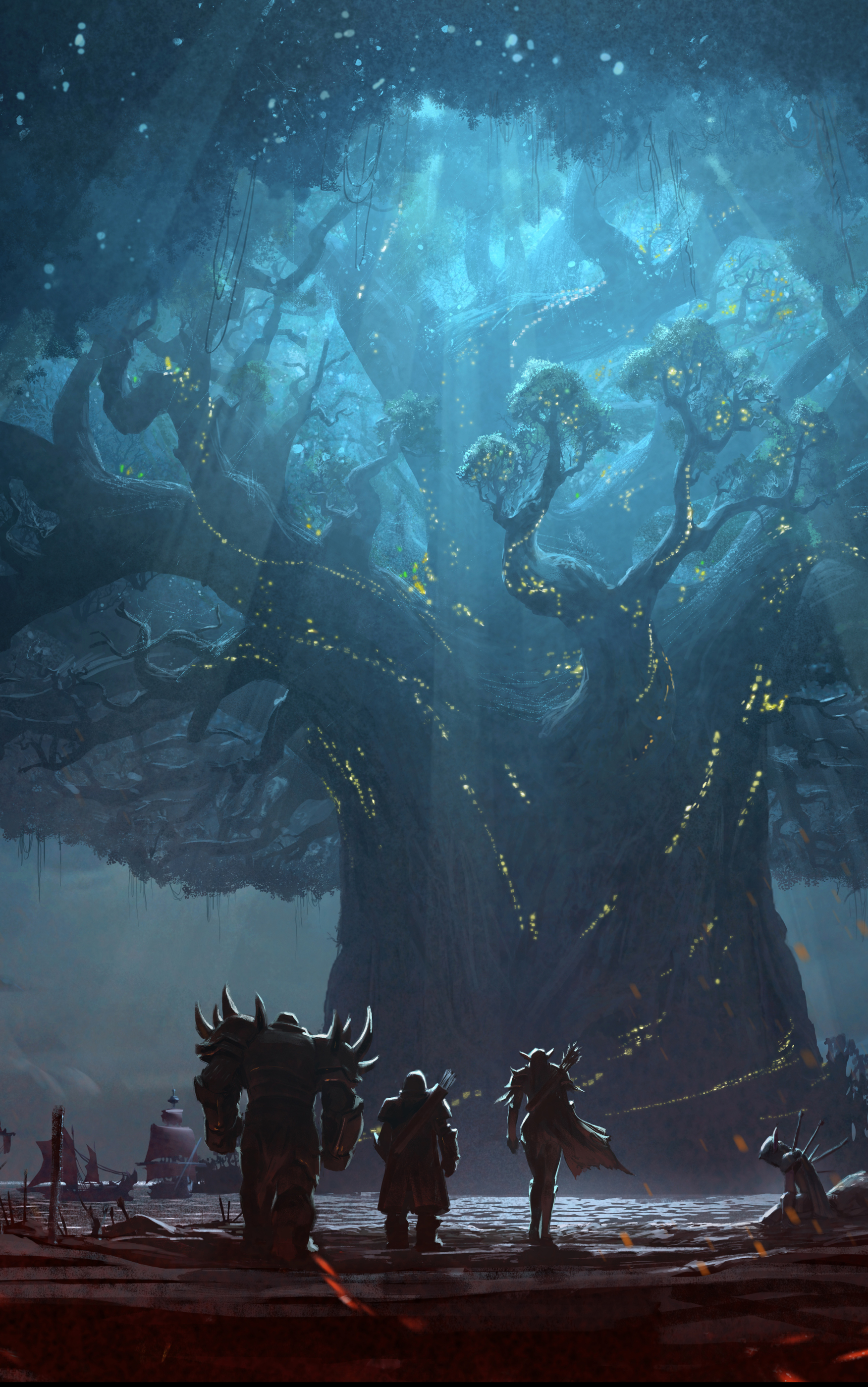 Free download wallpaper Tree, Warrior, Video Game, World Of Warcraft, World Of Warcraft: Battle For Azeroth on your PC desktop
