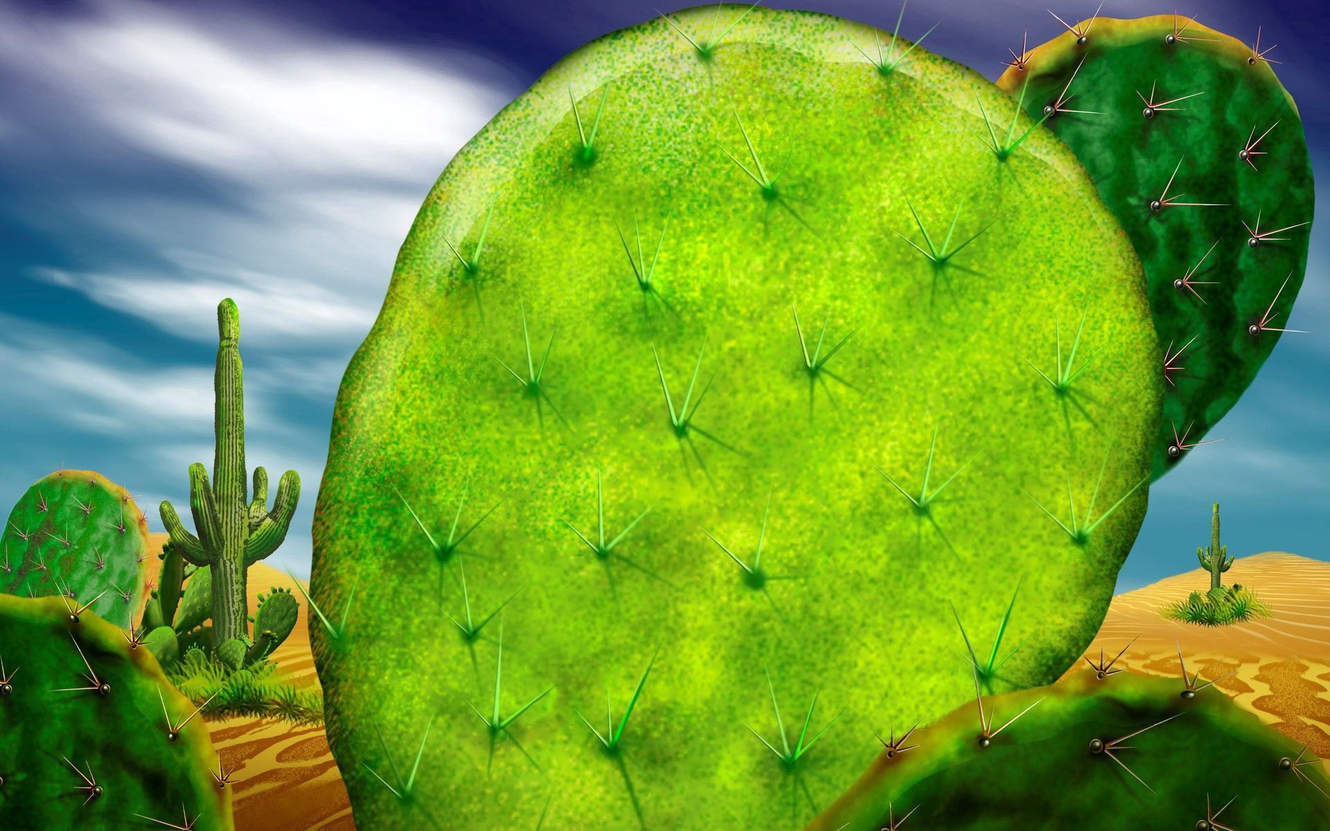 nature, green, macro, cactus, thorns, prickles, brightly