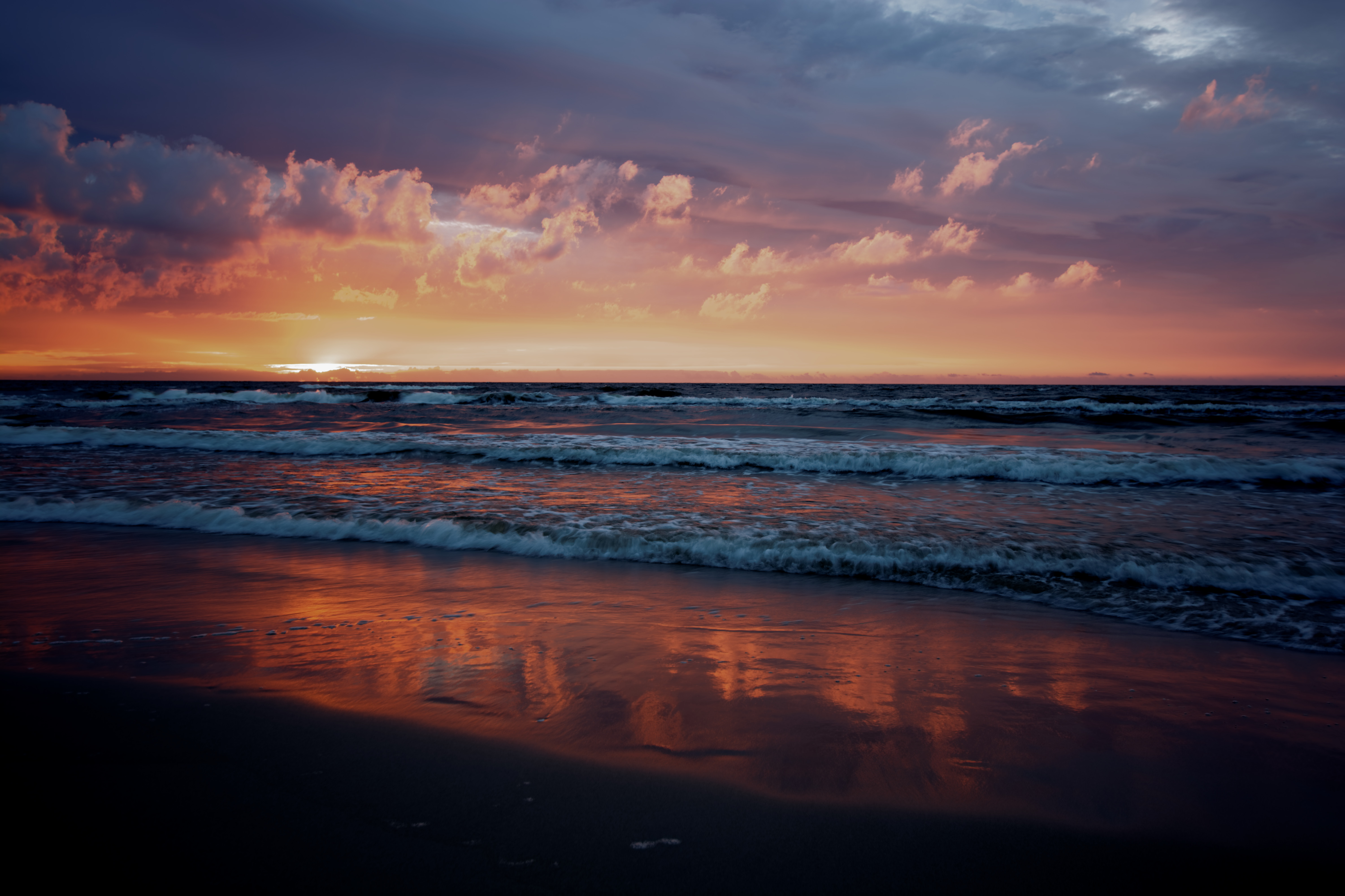 Free download wallpaper Sunset, Horizon, Sea, Nature, Beach on your PC desktop