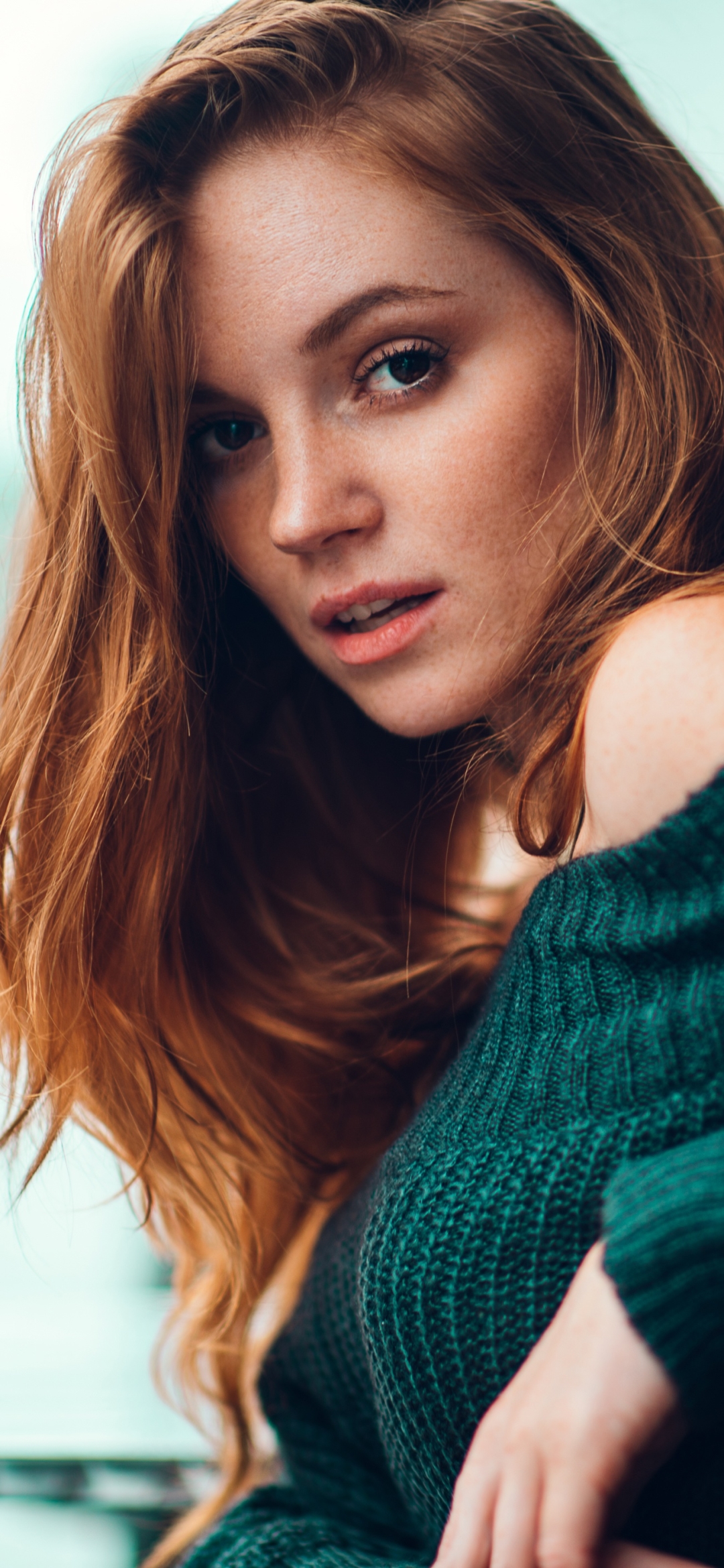 Download mobile wallpaper Redhead, Model, Women, Brown Eyes, Long Hair for free.