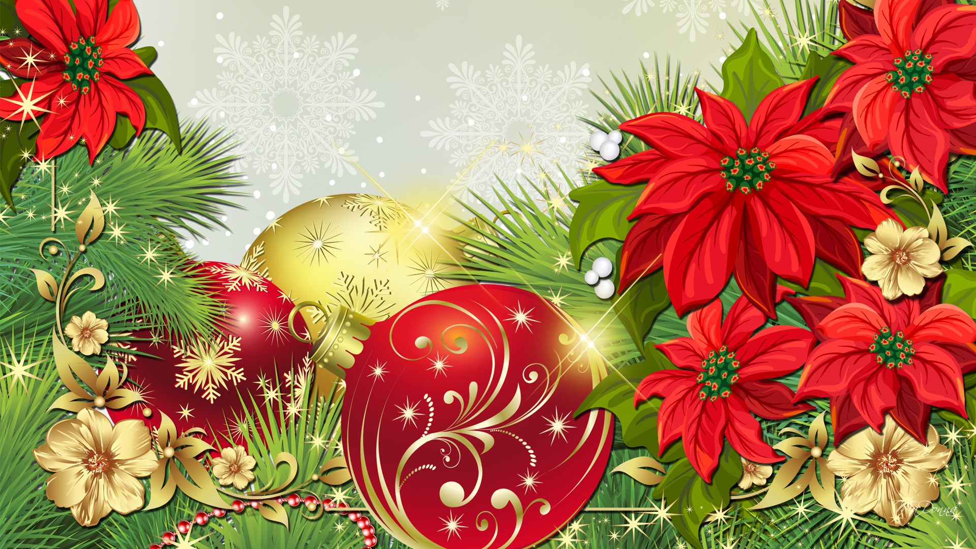 799168 baixar papel de parede feriados, natal, enfeites de natal, verde, poinsétia, vermelho, brilhos - protetores de tela e imagens gratuitamente