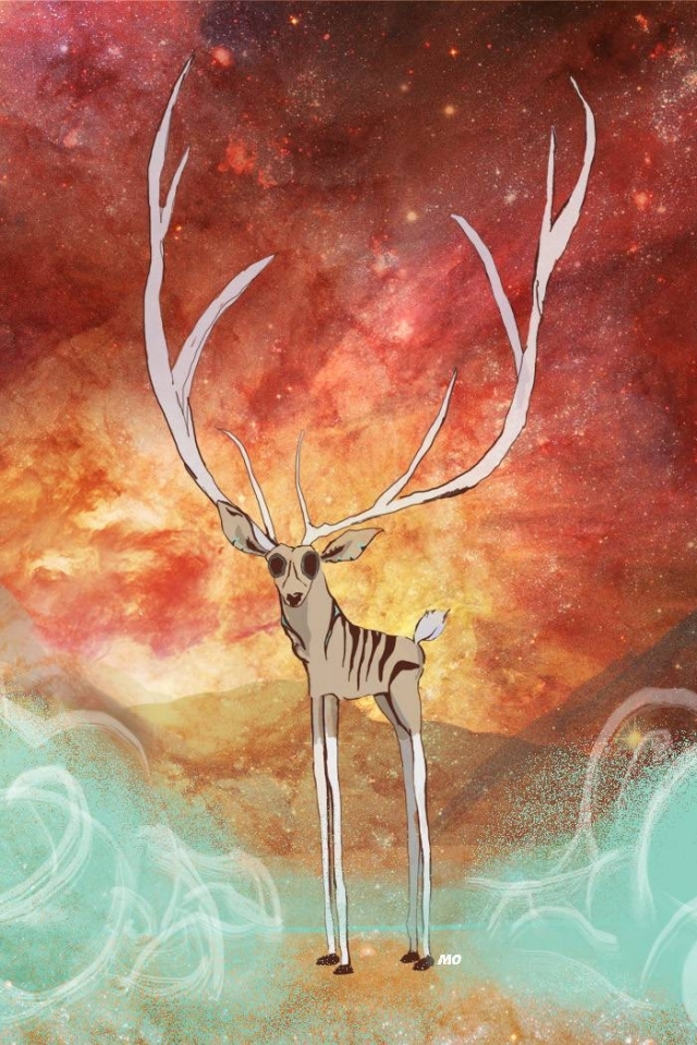 Download mobile wallpaper Deer, Artistic, Psychedelic for free.