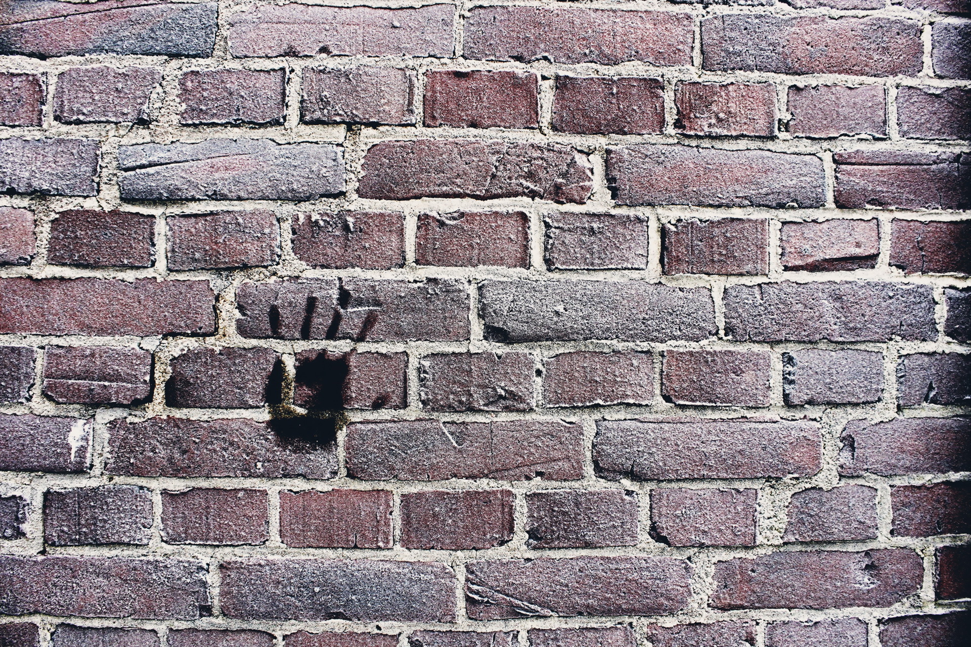 Download mobile wallpaper Texture, Wall, Brick, Man Made, Handprint for free.