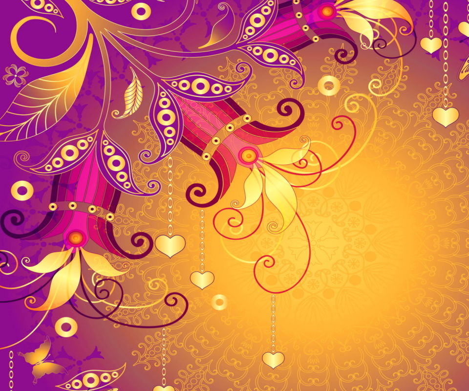Download mobile wallpaper Flowers, Gold, Flower, Purple, Heart, Artistic, Tulip for free.