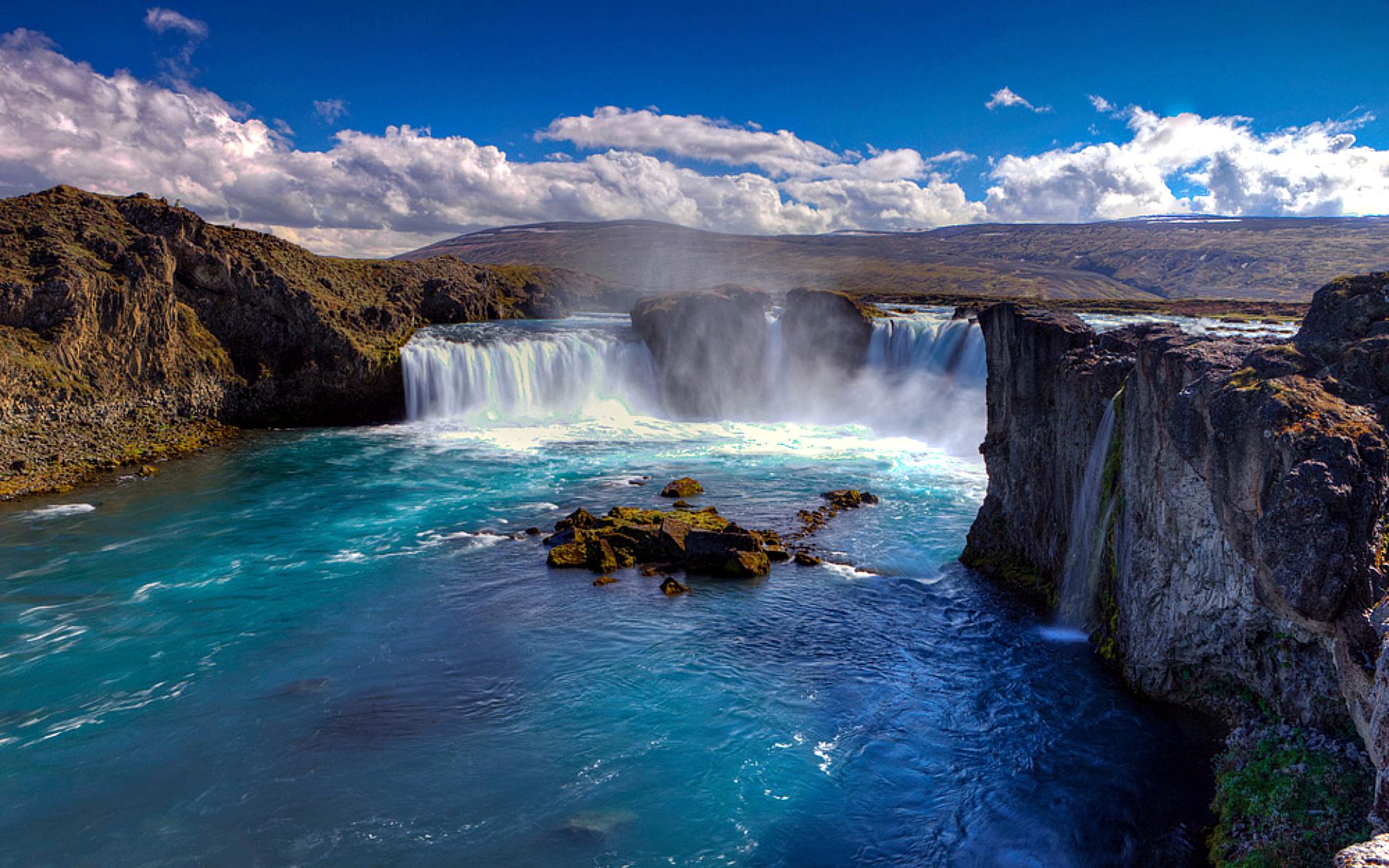 Завантажити шпалери безкоштовно Водоспад, Земля, Ісландія, Годафосс картинка на робочий стіл ПК