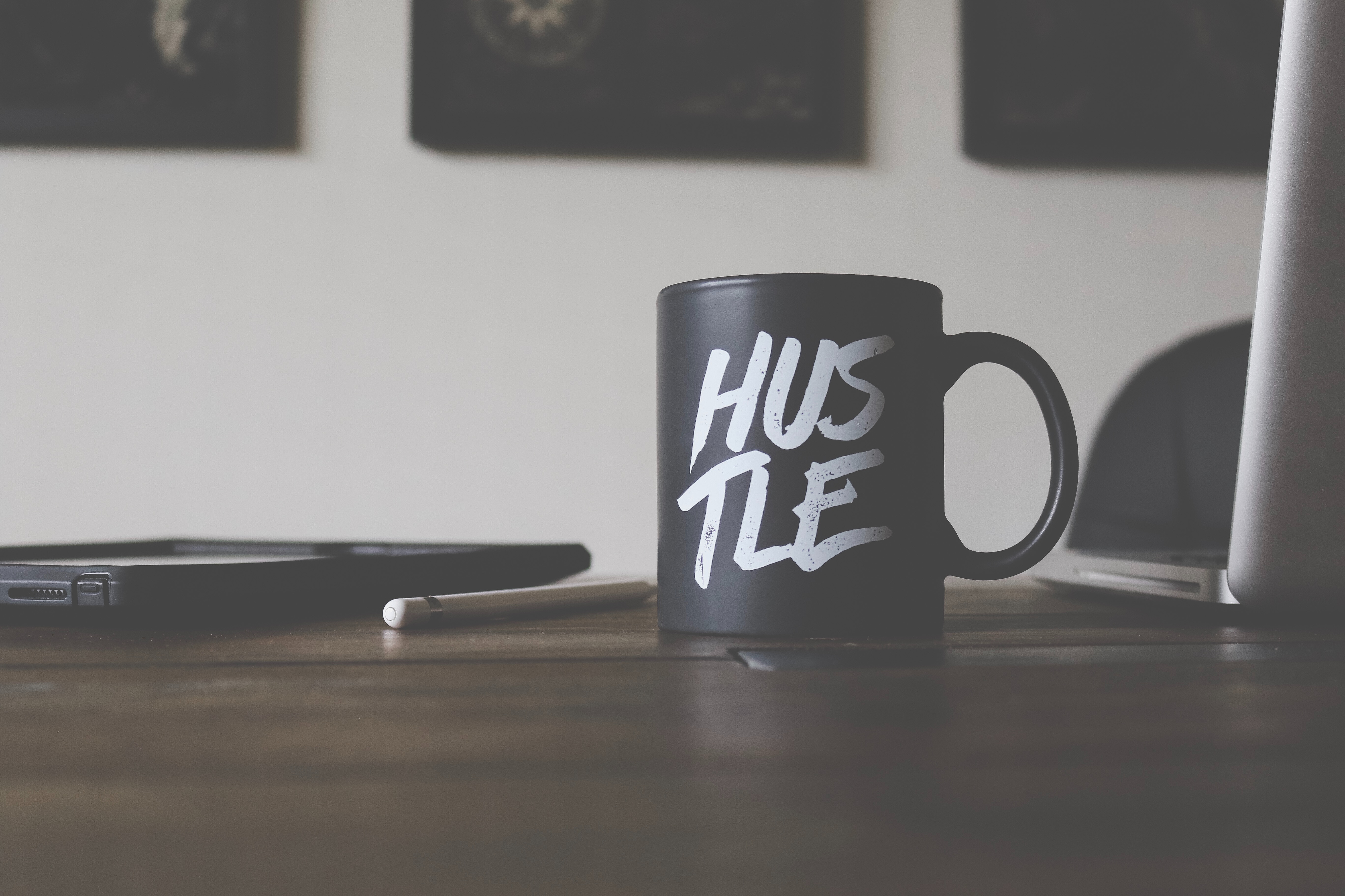 hustle, words, cup, inscription, mug, work