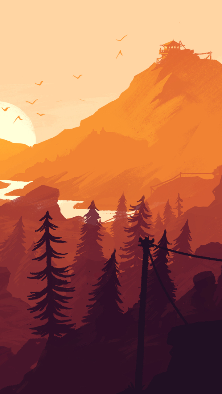 Descarga gratuita de fondo de pantalla para móvil de Atardecer, Videojuego, Puesta De Sol, Firewatch.