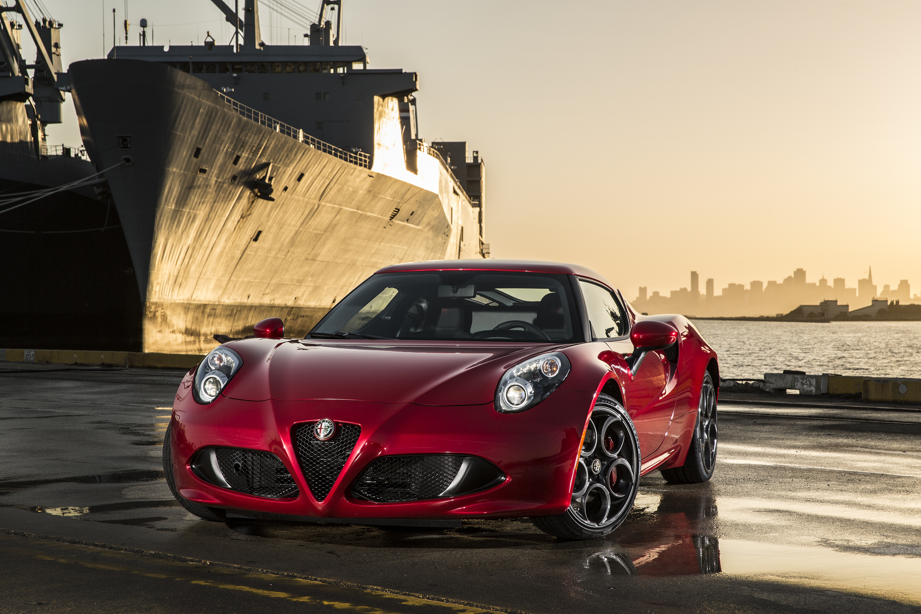 sports car, alfa romeo, cars, sports, red, coupe, compartment, 2015, 4c