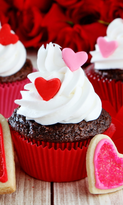 Download mobile wallpaper Food, Dessert, Love, Heart, Sweets, Cupcake for free.