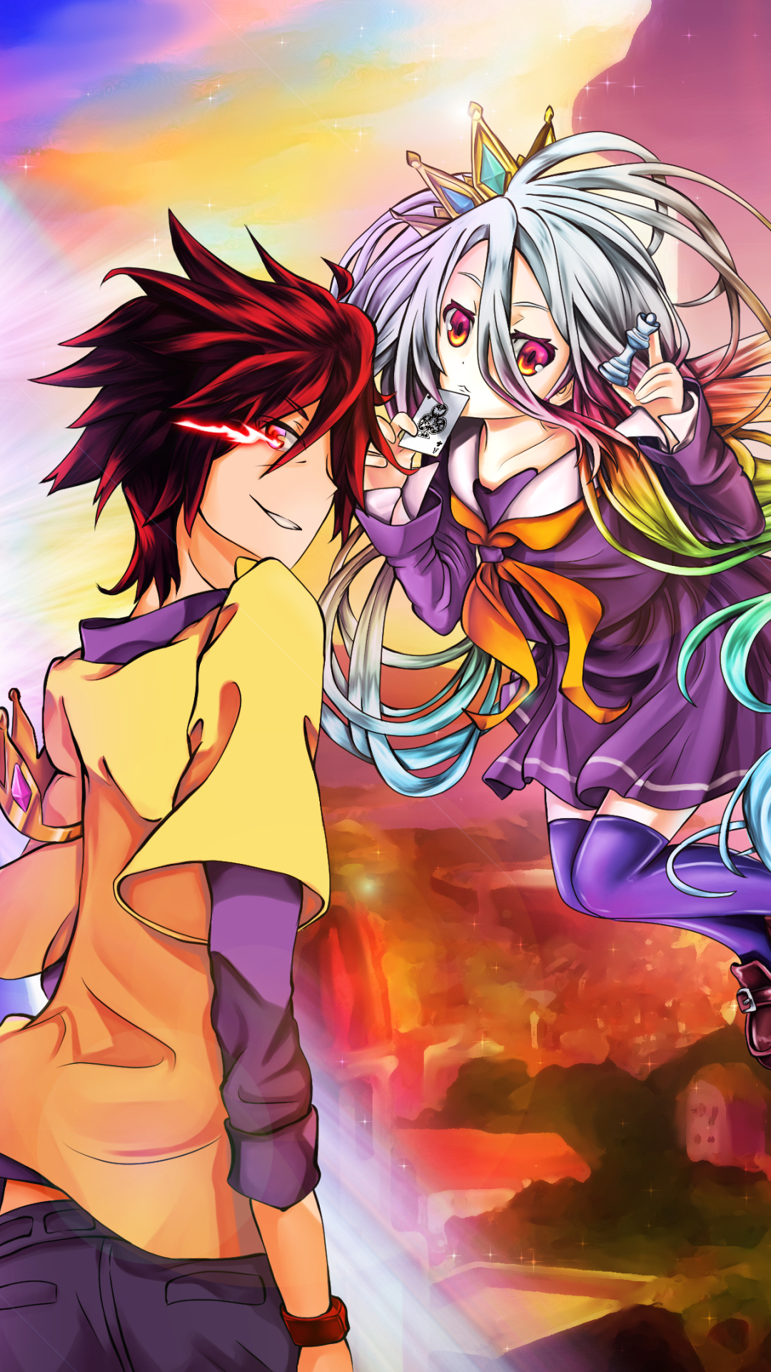 Handy-Wallpaper Animes, Shiro (Kein Spiel Kein Leben), Sora (Kein Spiel Kein Leben), No Game No Life kostenlos herunterladen.