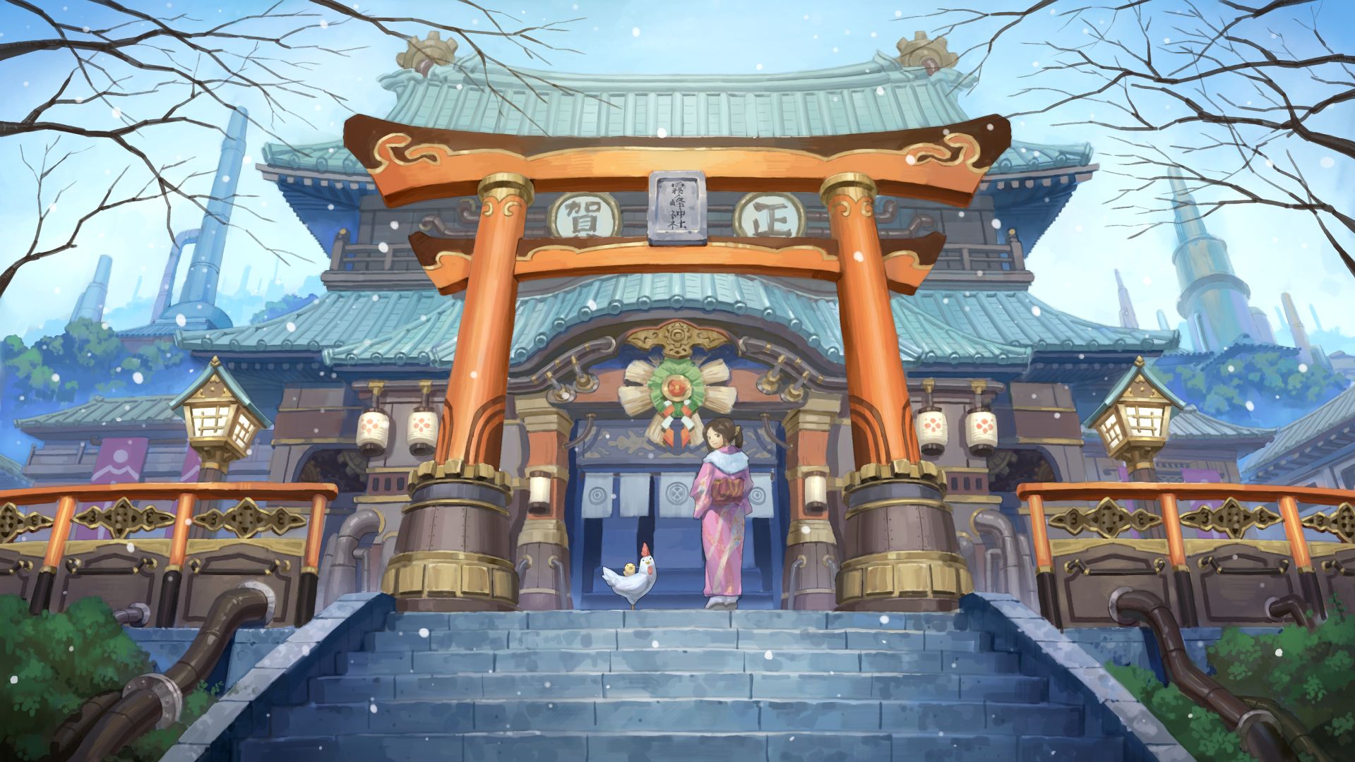 809678 Hintergrundbild herunterladen animes, temple - Bildschirmschoner und Bilder kostenlos