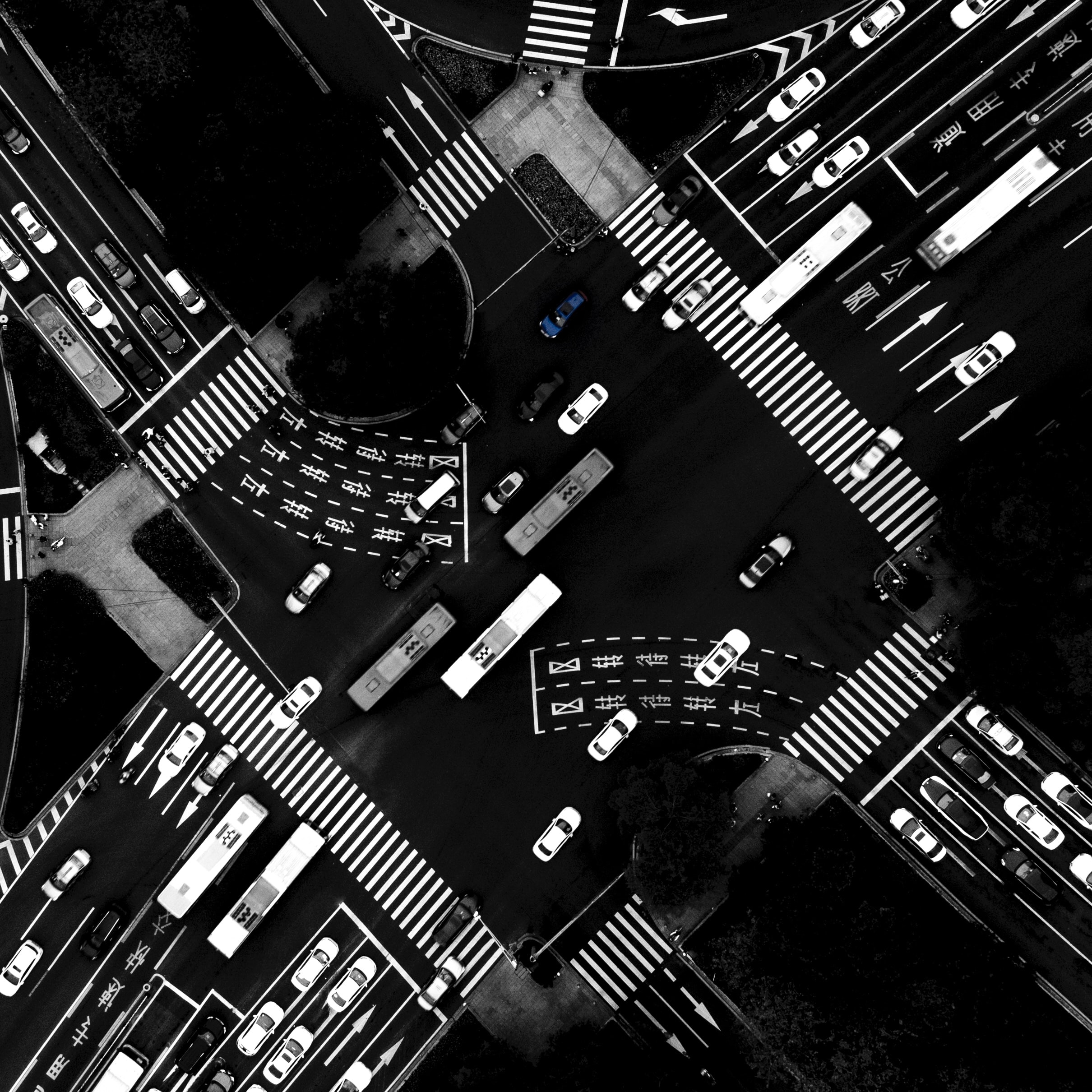 Free download wallpaper View From Above, Road, Bw, Cities, Chb on your PC desktop