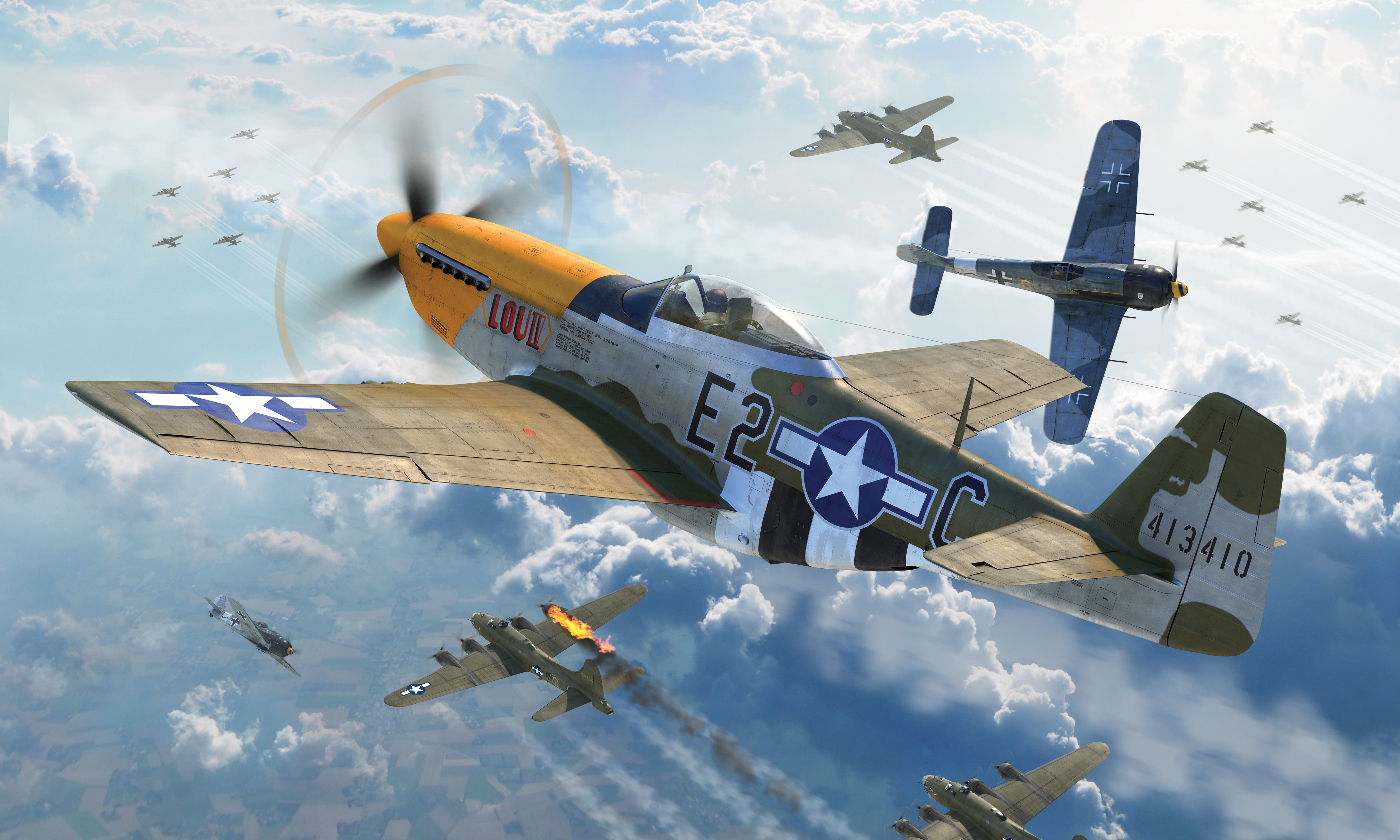 Laden Sie das Flugzeuge, Schlacht, Militär, Kampfflugzeug, Nordamerikanischer P 51 Mustang, Militärflugzeug-Bild kostenlos auf Ihren PC-Desktop herunter
