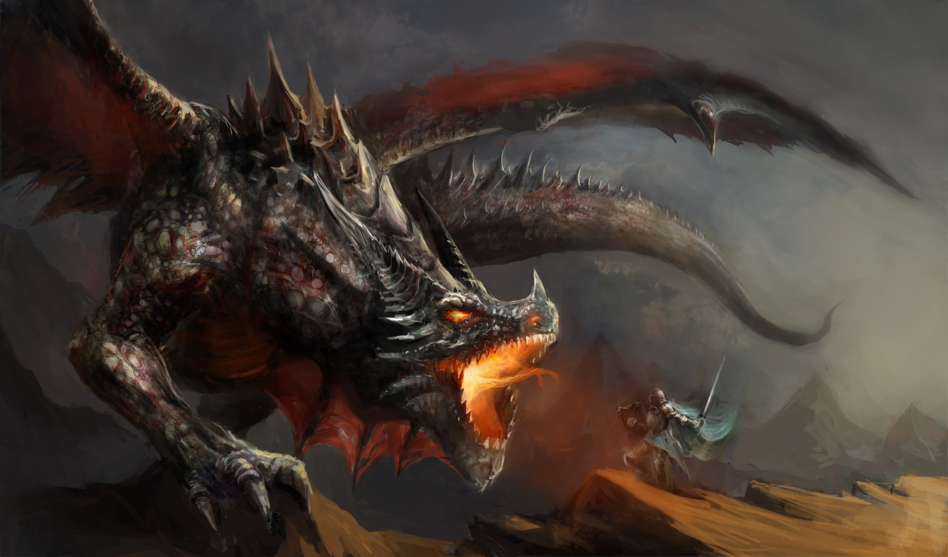 Download mobile wallpaper Fantasy, Dragon, Knight for free.