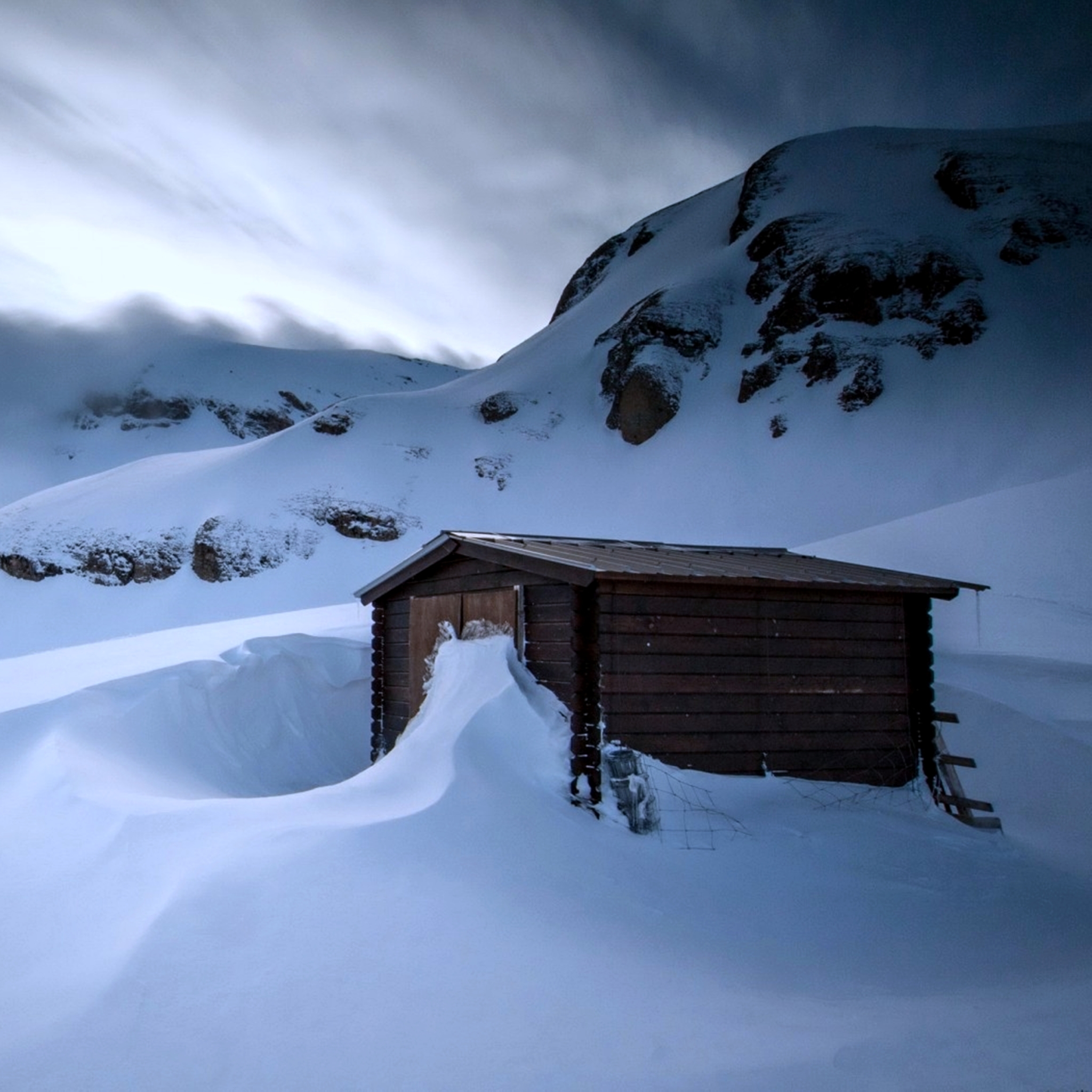 Download mobile wallpaper Landscape, Winter, Nature, Snow, Mountain, House, Cold, Hut, Photography for free.
