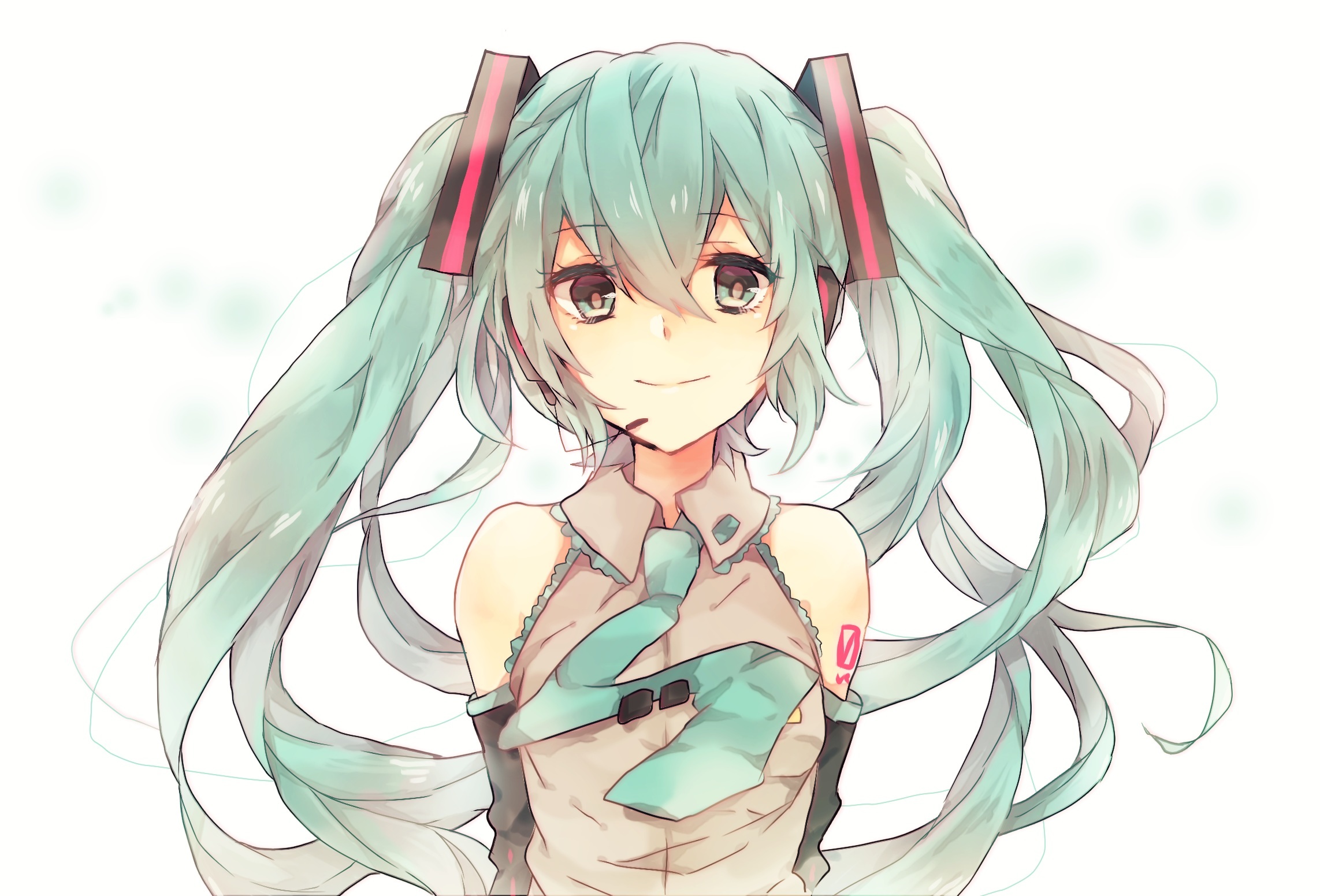 Download mobile wallpaper Anime, Smile, Vocaloid, Blue Eyes, Blue Hair, Hatsune Miku, Long Hair, Twintails for free.