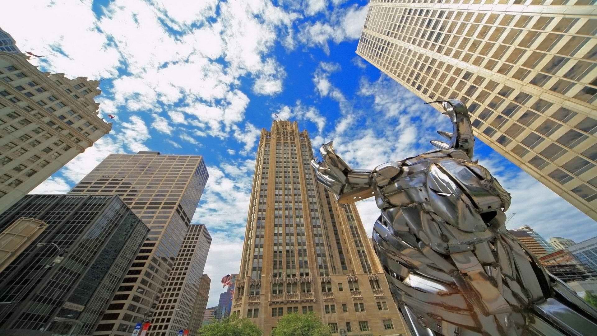 PCデスクトップに都市, 市, 青い, 高層ビル, 高 層 ビル, 結石, 石, シカゴ画像を無料でダウンロード