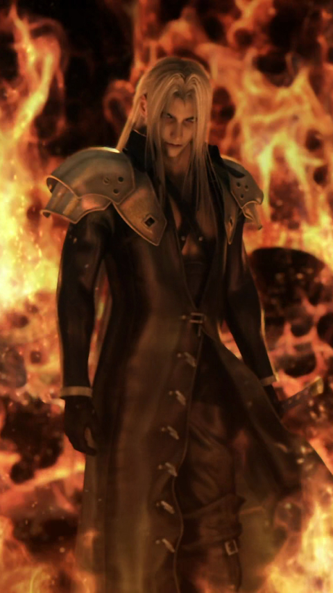 Download mobile wallpaper Anime, Fire, Final Fantasy, Sephiroth (Final Fantasy), Final Fantasy Vii: Advent Children for free.