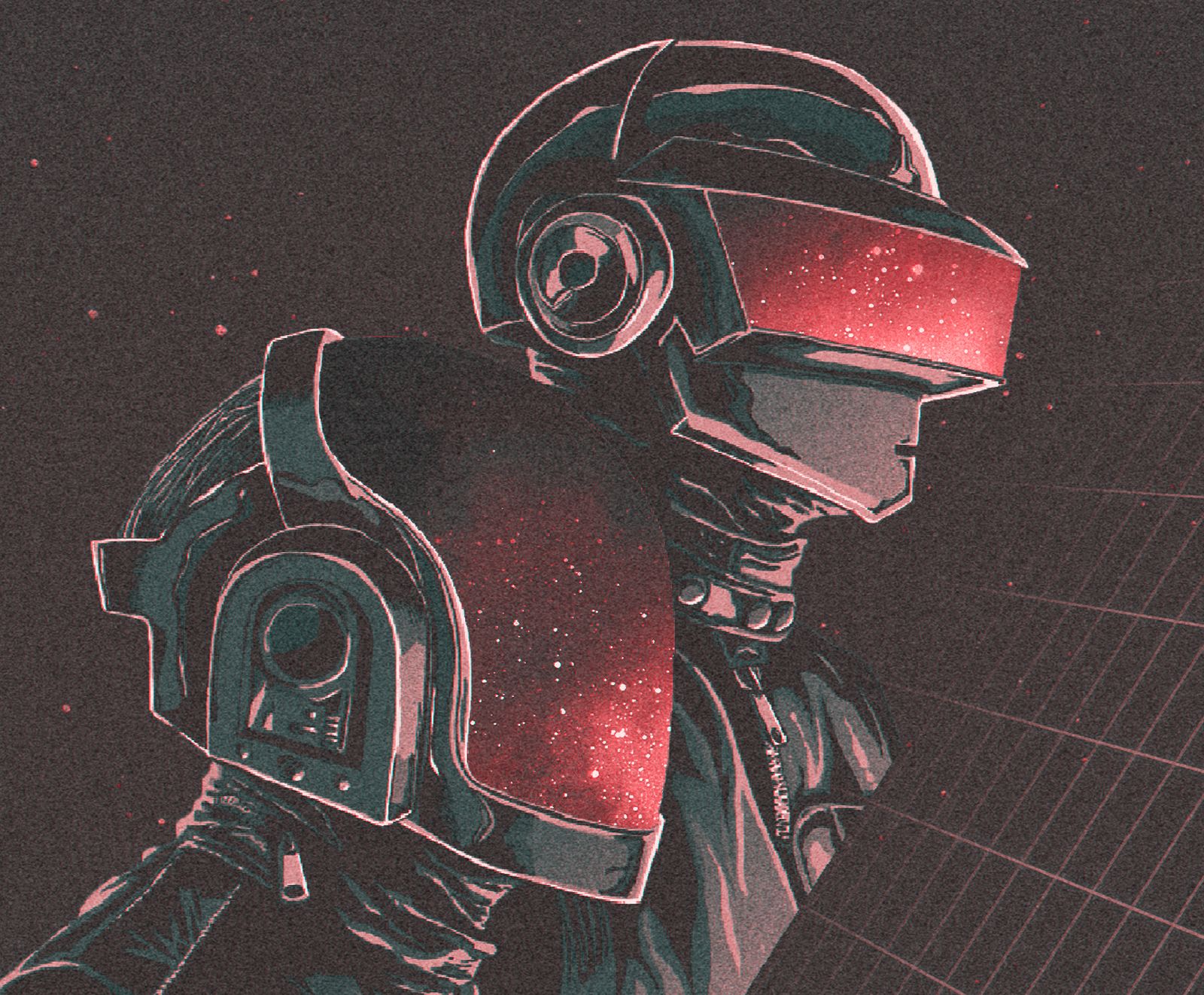 Laden Sie das Daft Punk, Künstlerisch, Retro Welle-Bild kostenlos auf Ihren PC-Desktop herunter