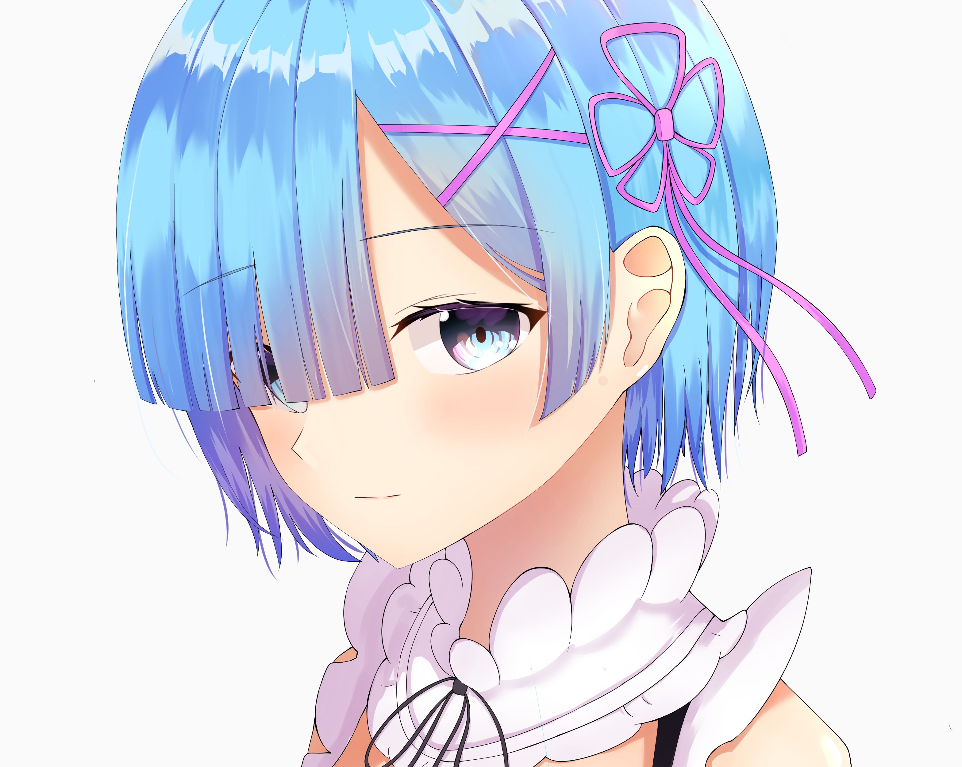 Free download wallpaper Anime, Face, Blue Hair, Short Hair, Aqua Eyes, Re:zero Starting Life In Another World, Rem (Re:zero) on your PC desktop