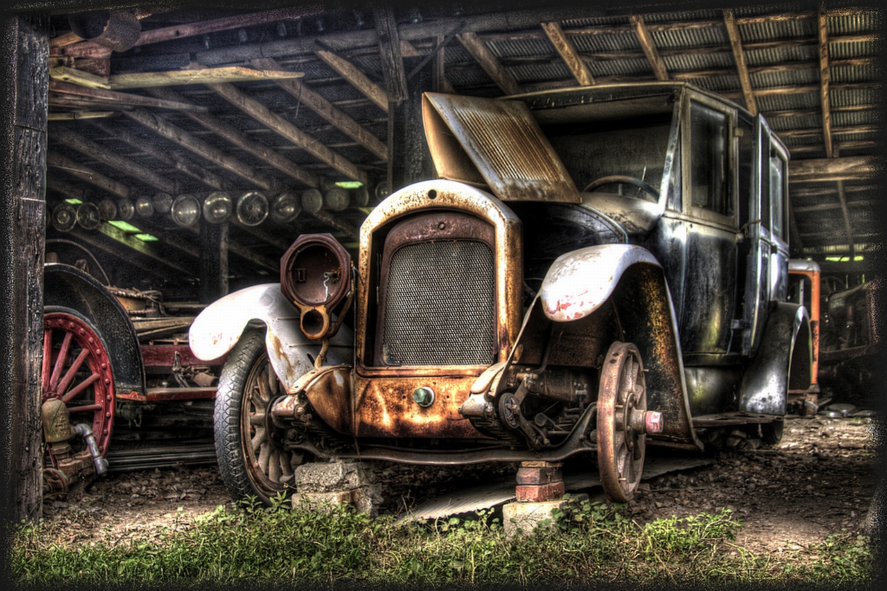 vintage car, vehicles, hdr, wreck