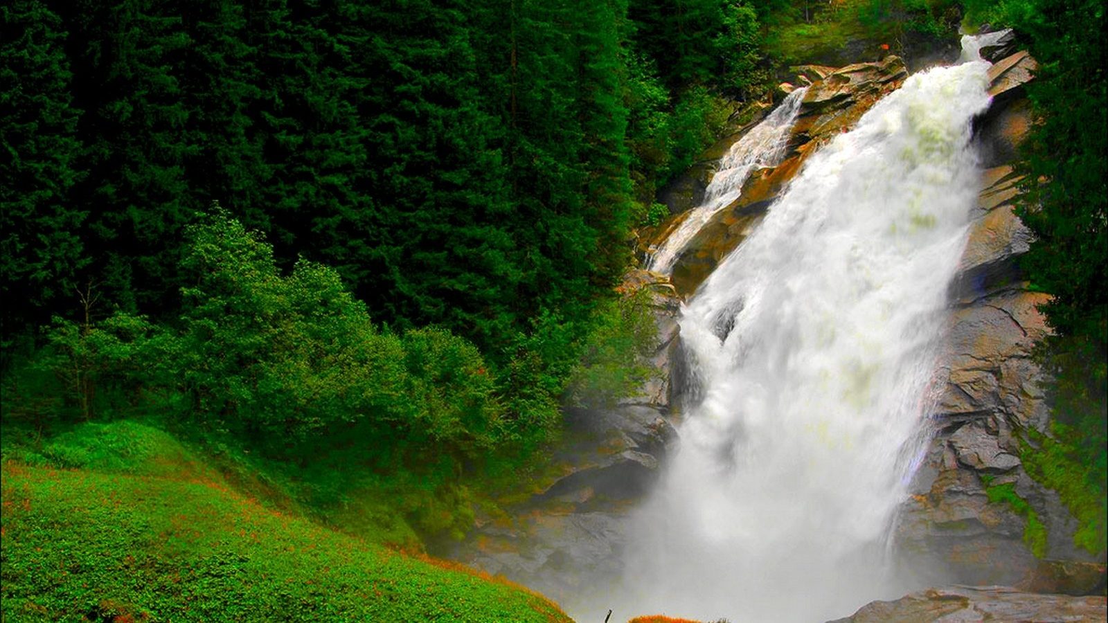 Download mobile wallpaper Waterfall, Forest, Earth for free.