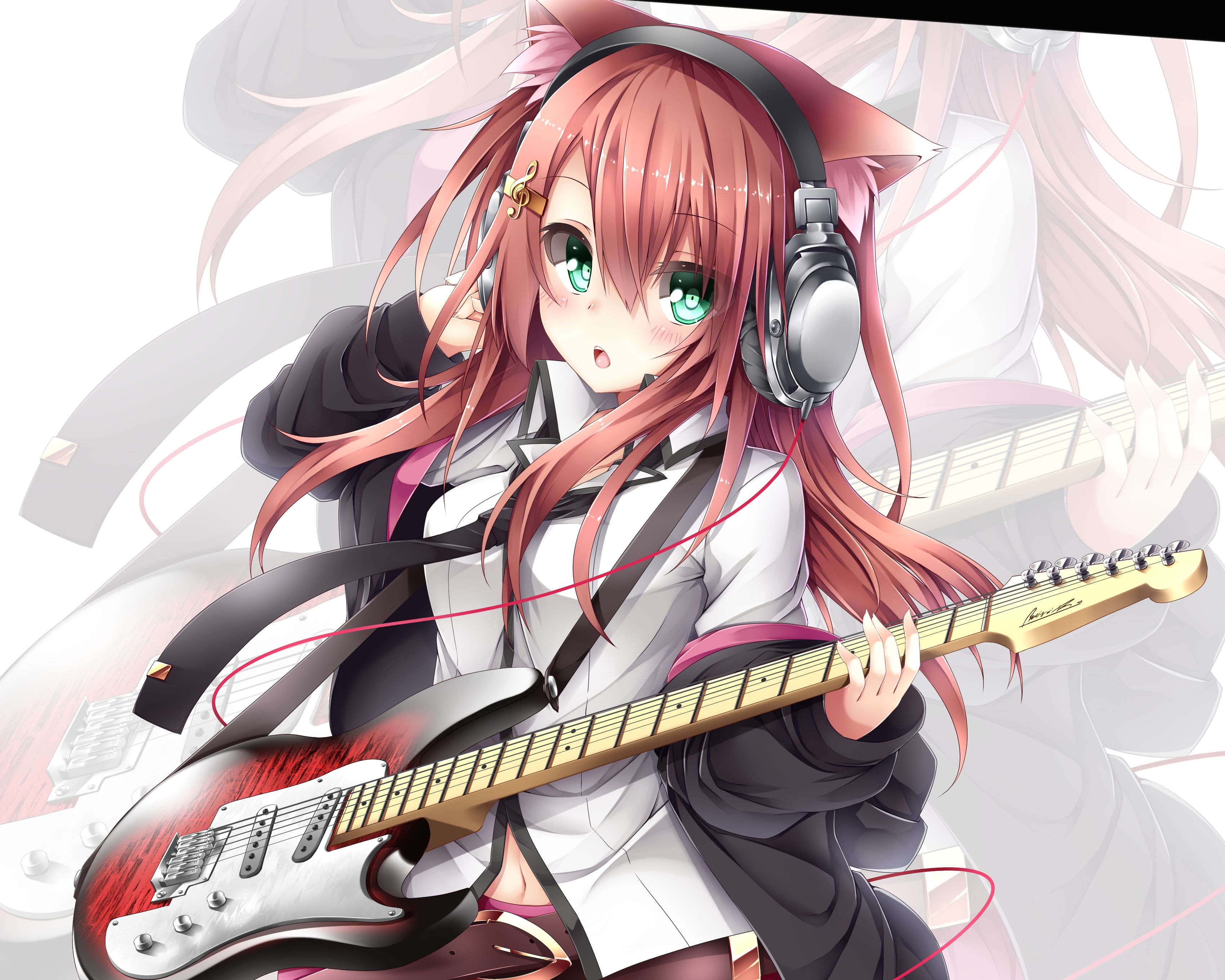 Baixe gratuitamente a imagem Anime, Fones De Ouvido, Guitarra, Musica na área de trabalho do seu PC