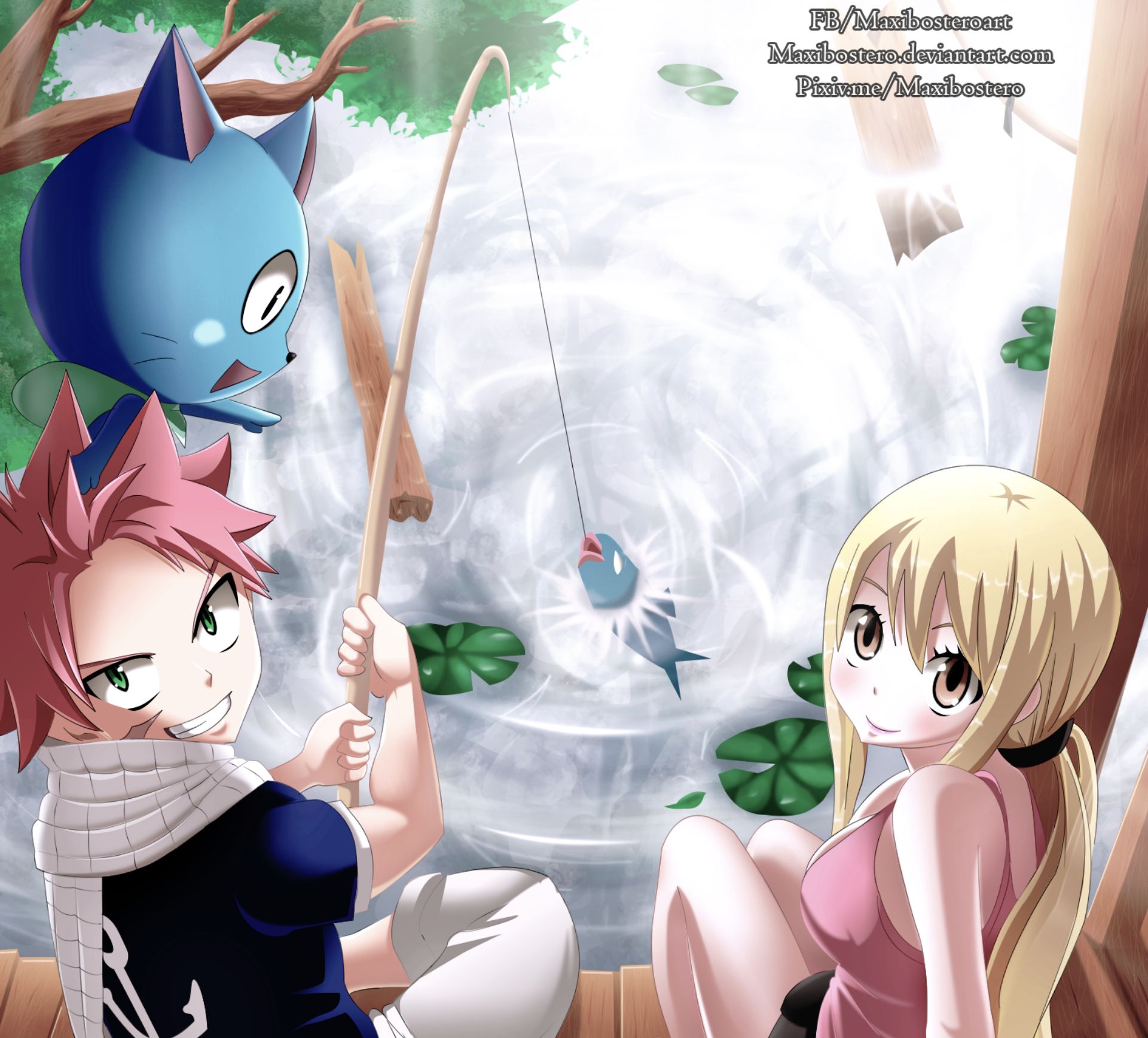 Baixar papel de parede para celular de Anime, Fairy Tail, Lucy Heartfilia, Natsu Dragneel, Feliz (Fairy Tail) gratuito.