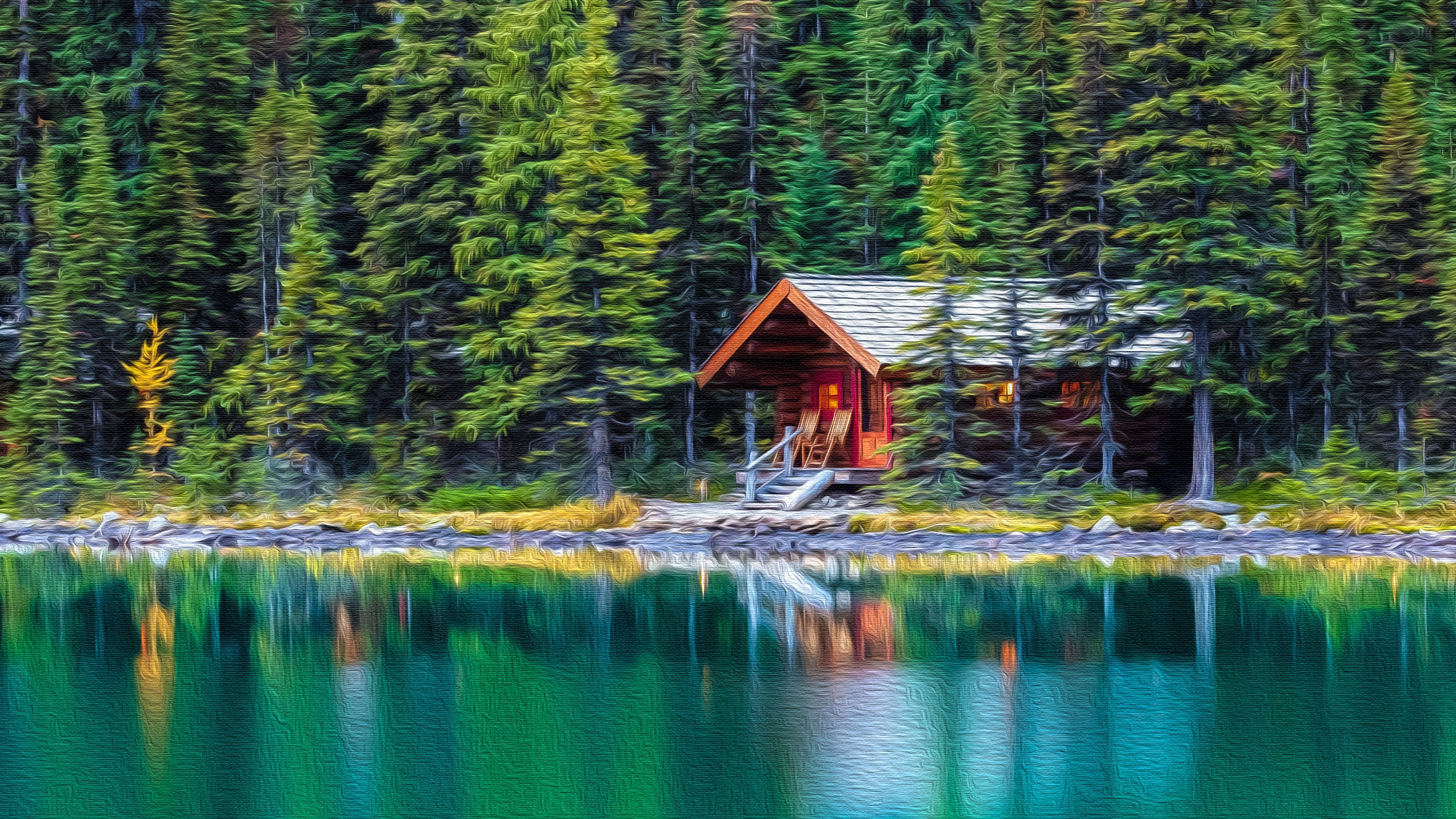 Download mobile wallpaper Lake, Tree, Cabin, Man Made for free.