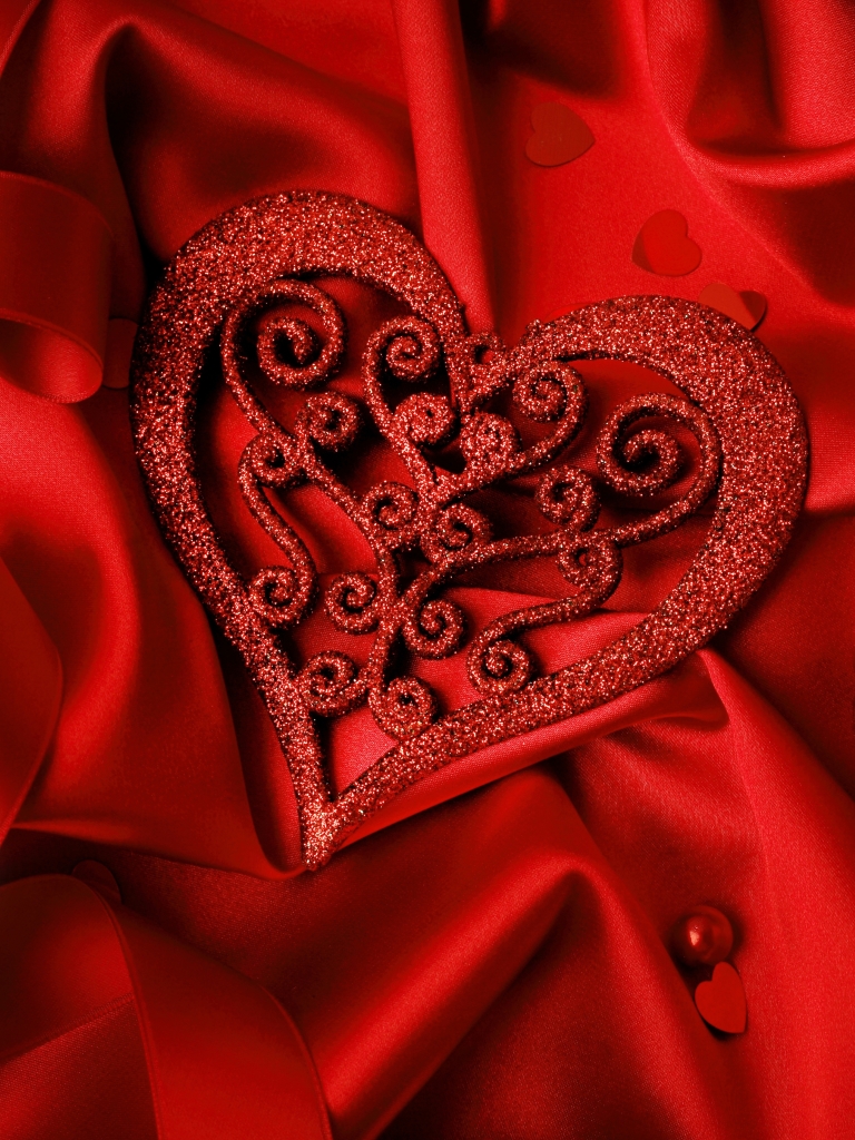 無料モバイル壁紙バレンタイン・デー, サテン, 心臓, ホリデーをダウンロードします。