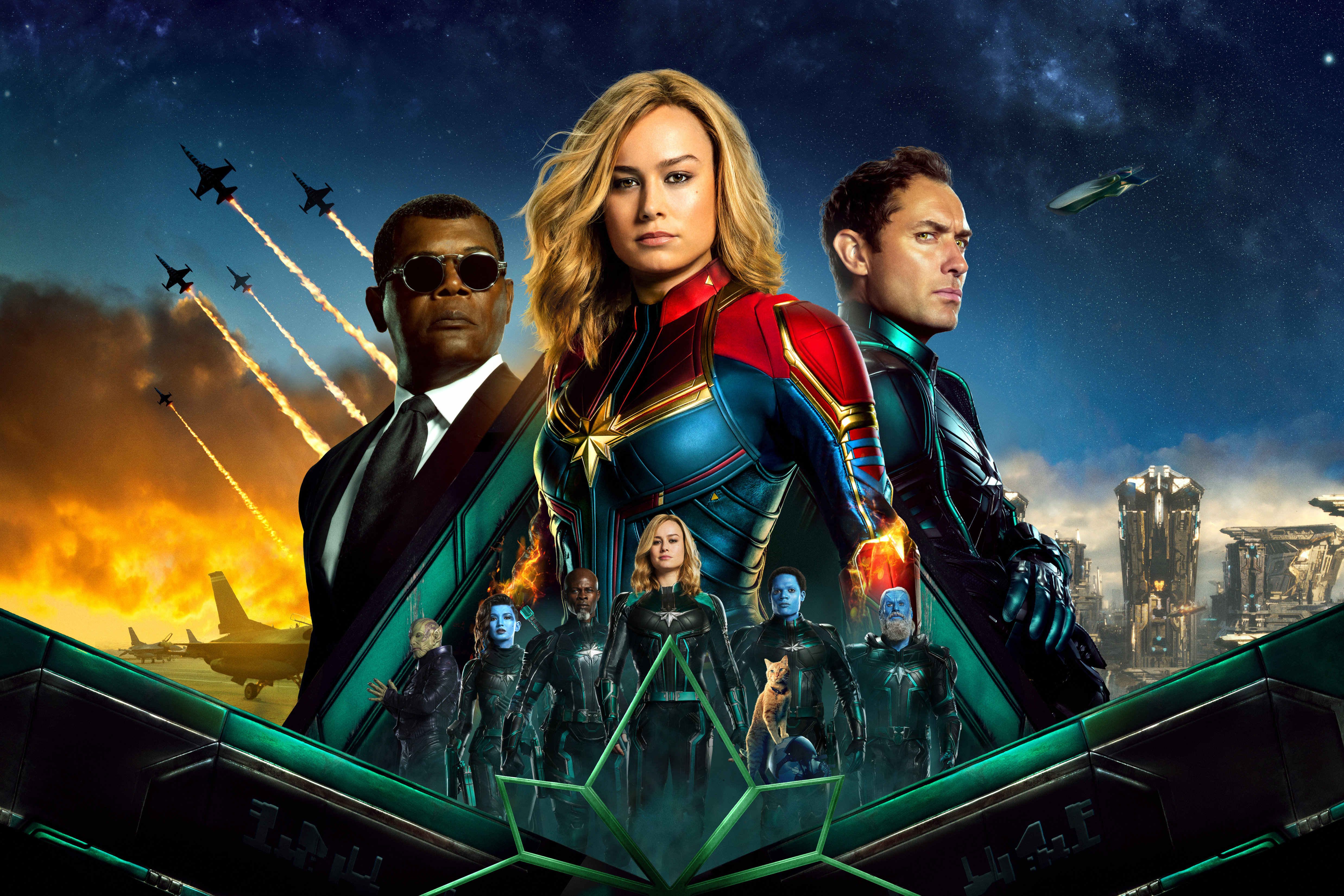 Free download wallpaper Jude Law, Movie, Captain Marvel, Samuel L Jackson, Brie Larson on your PC desktop
