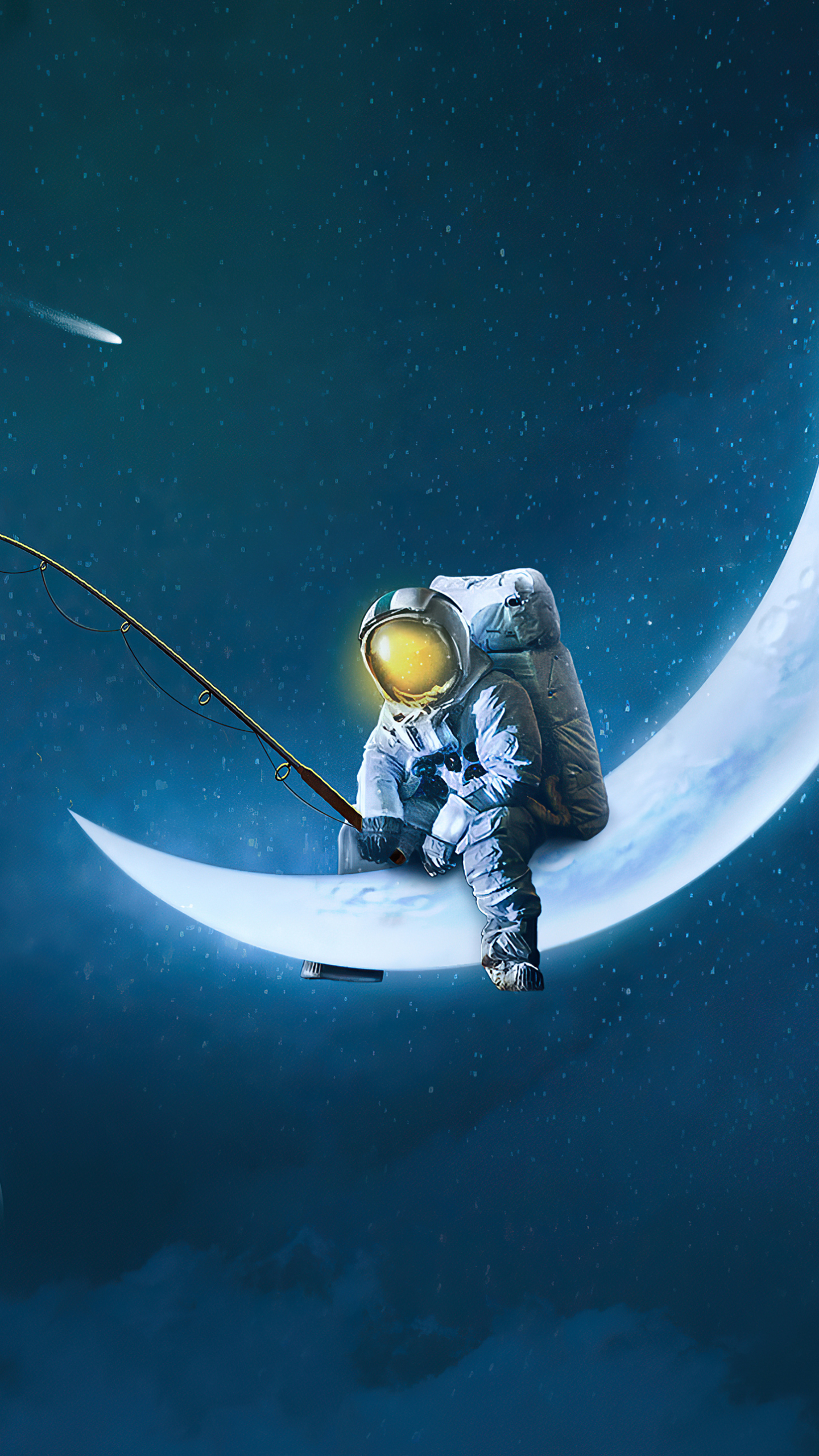 Скачати мобільні шпалери Місяць, Космонавт, Риболовля, Наукова Фантастика безкоштовно.