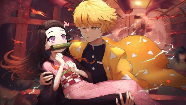 Fond d'écran HD: Animé, Nezuko Kamado, Les Rôdeurs De La Nuit, Zenitsu