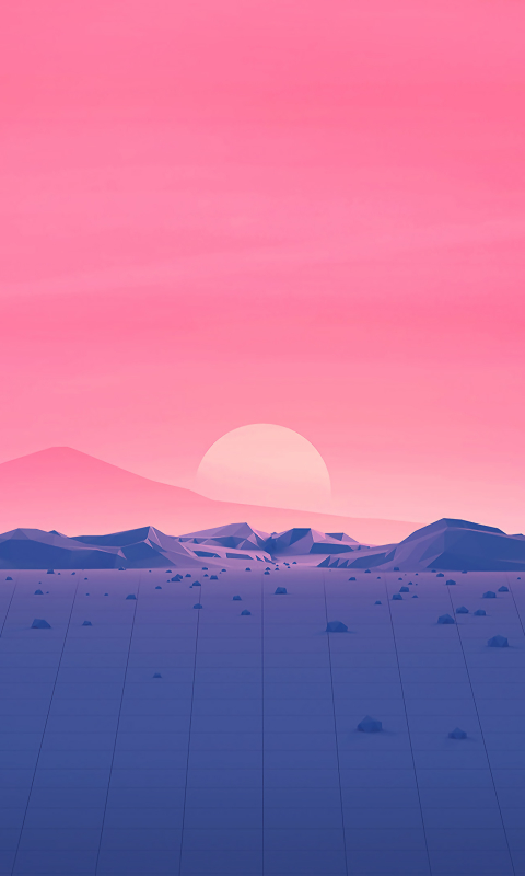 Download mobile wallpaper Mountain, Artistic, Low Poly, Minimalist, Retro Wave for free.
