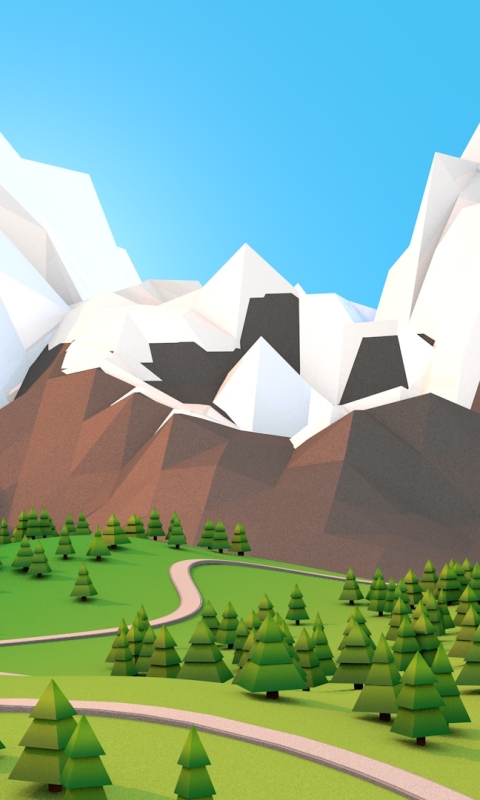 Скачать картинку Гора, 3D, Художественные, Низкополигональная в телефон бесплатно.