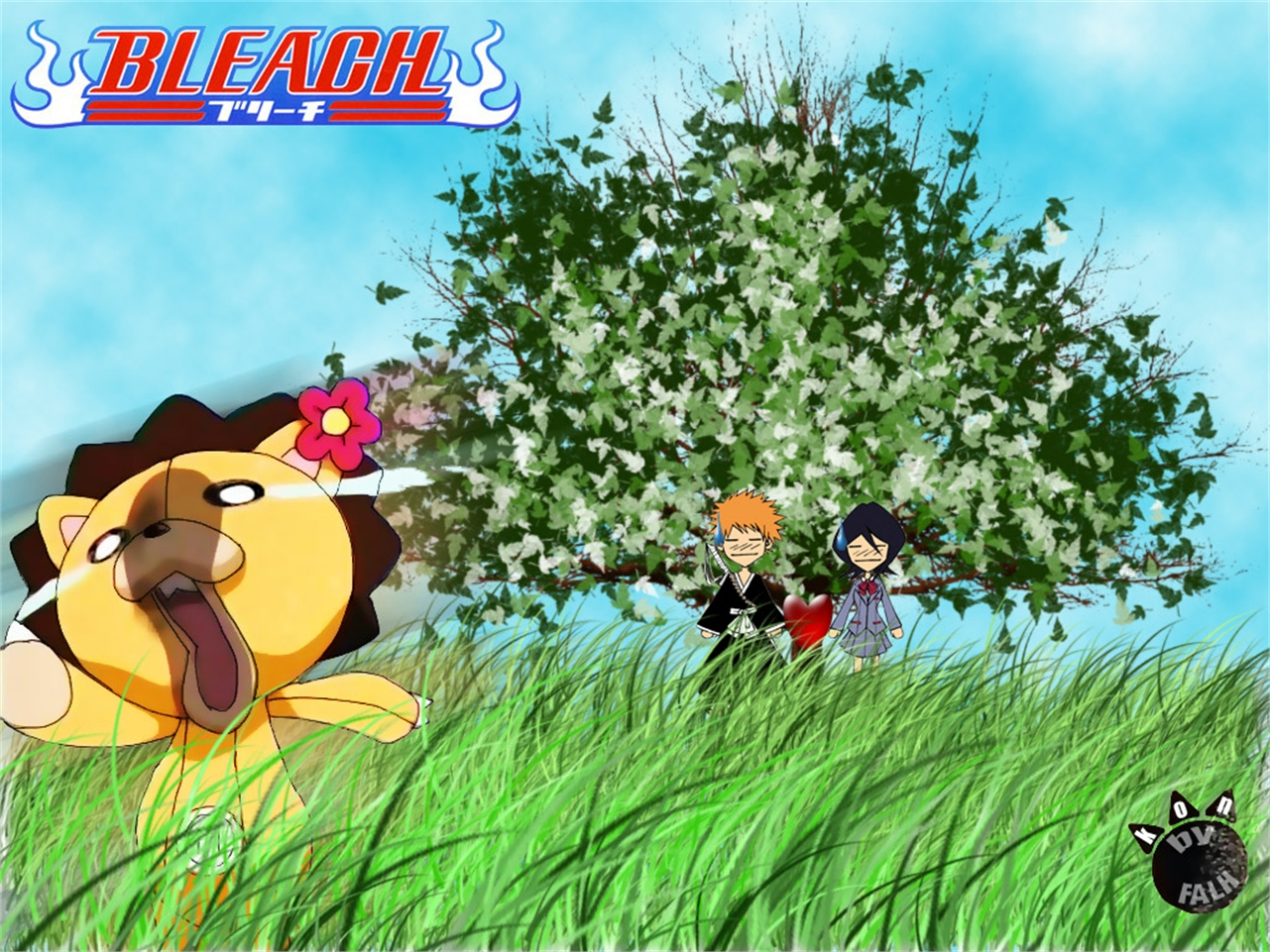 Free download wallpaper Anime, Bleach, Rukia Kuchiki, Ichigo Kurosaki, Kon (Bleach) on your PC desktop