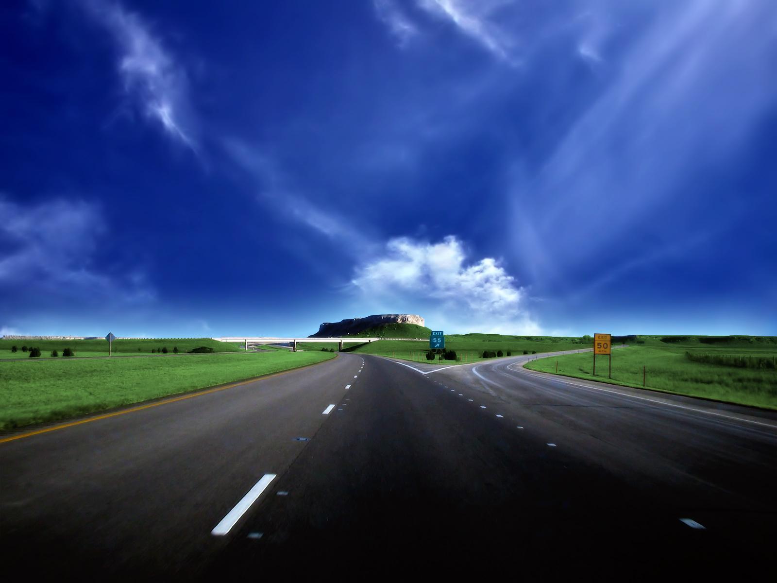 Free download wallpaper Landscape, Sky, Roads, Clouds on your PC desktop