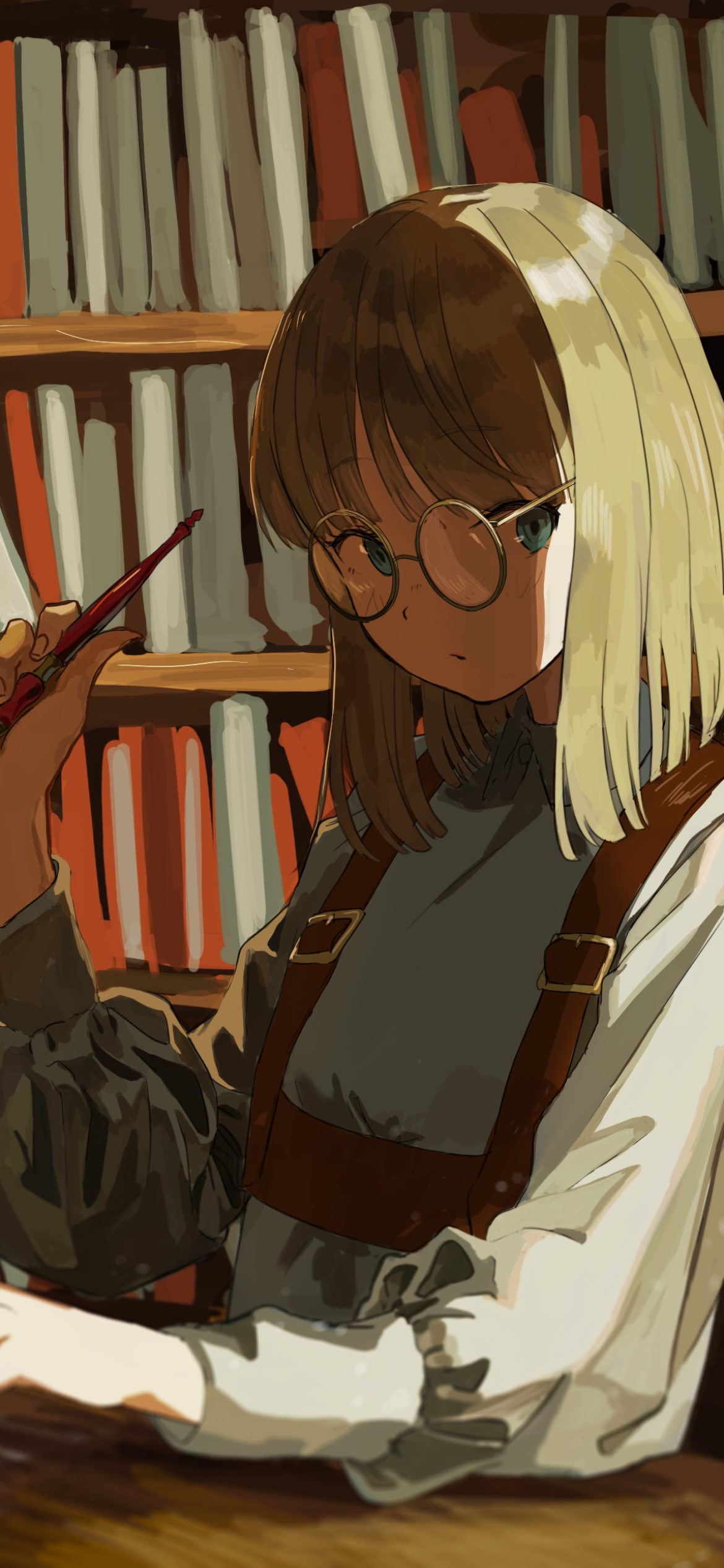 Download mobile wallpaper Anime, Book, Glasses, Original for free.