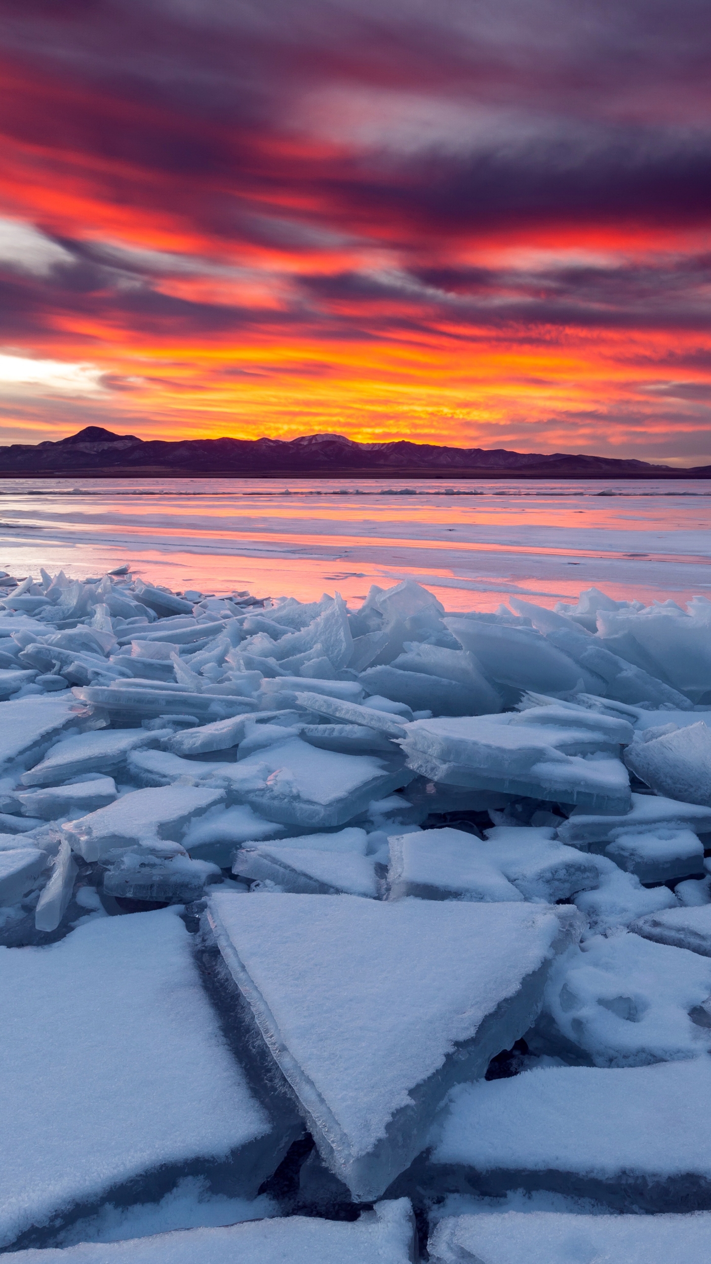 Download mobile wallpaper Nature, Sunset, Ice, Shore, Earth for free.