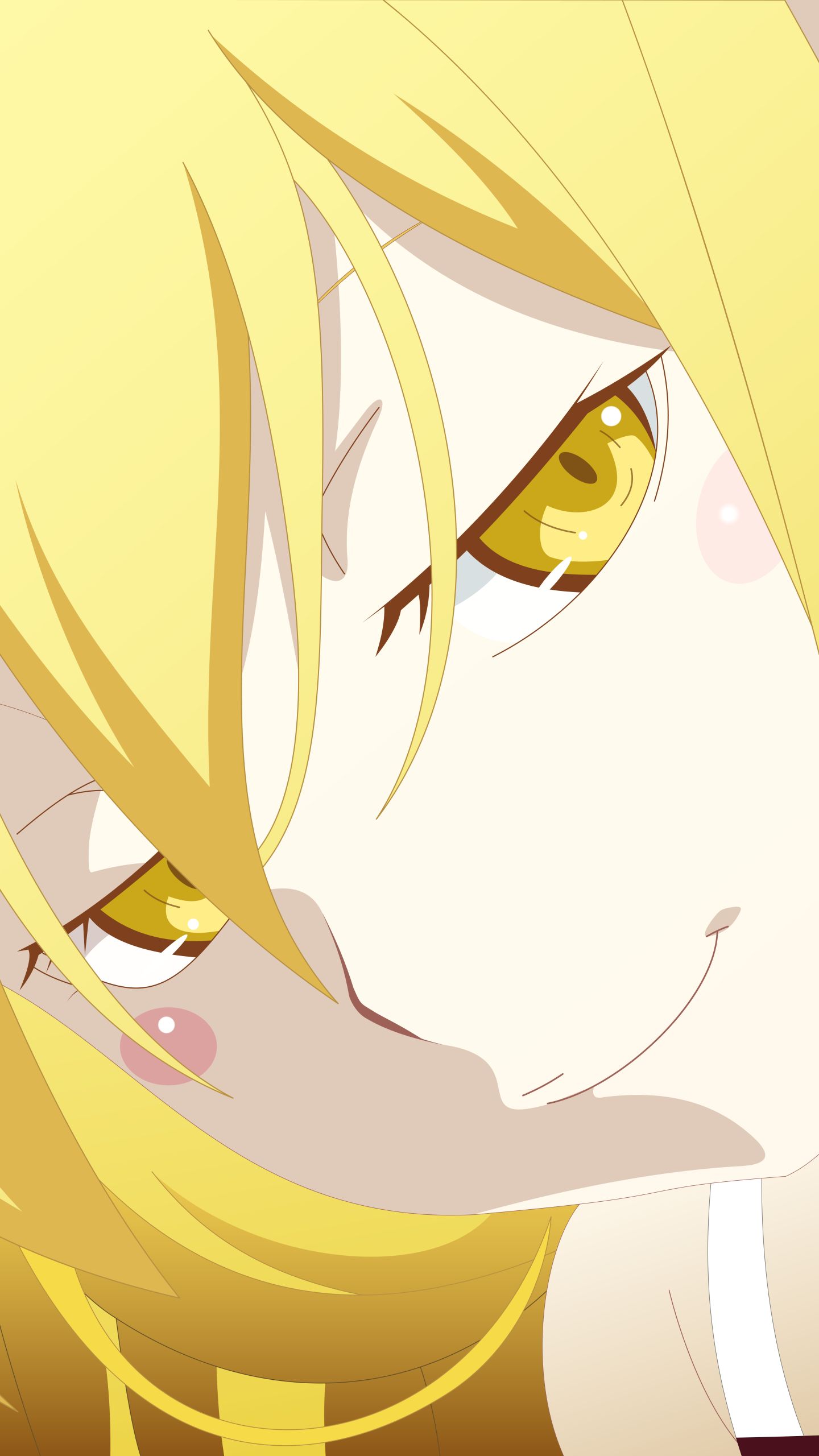 Handy-Wallpaper Blond, Gelbe Augen, Blondinen, Animes, Monogatari (Serie), Shinobu Oshino kostenlos herunterladen.